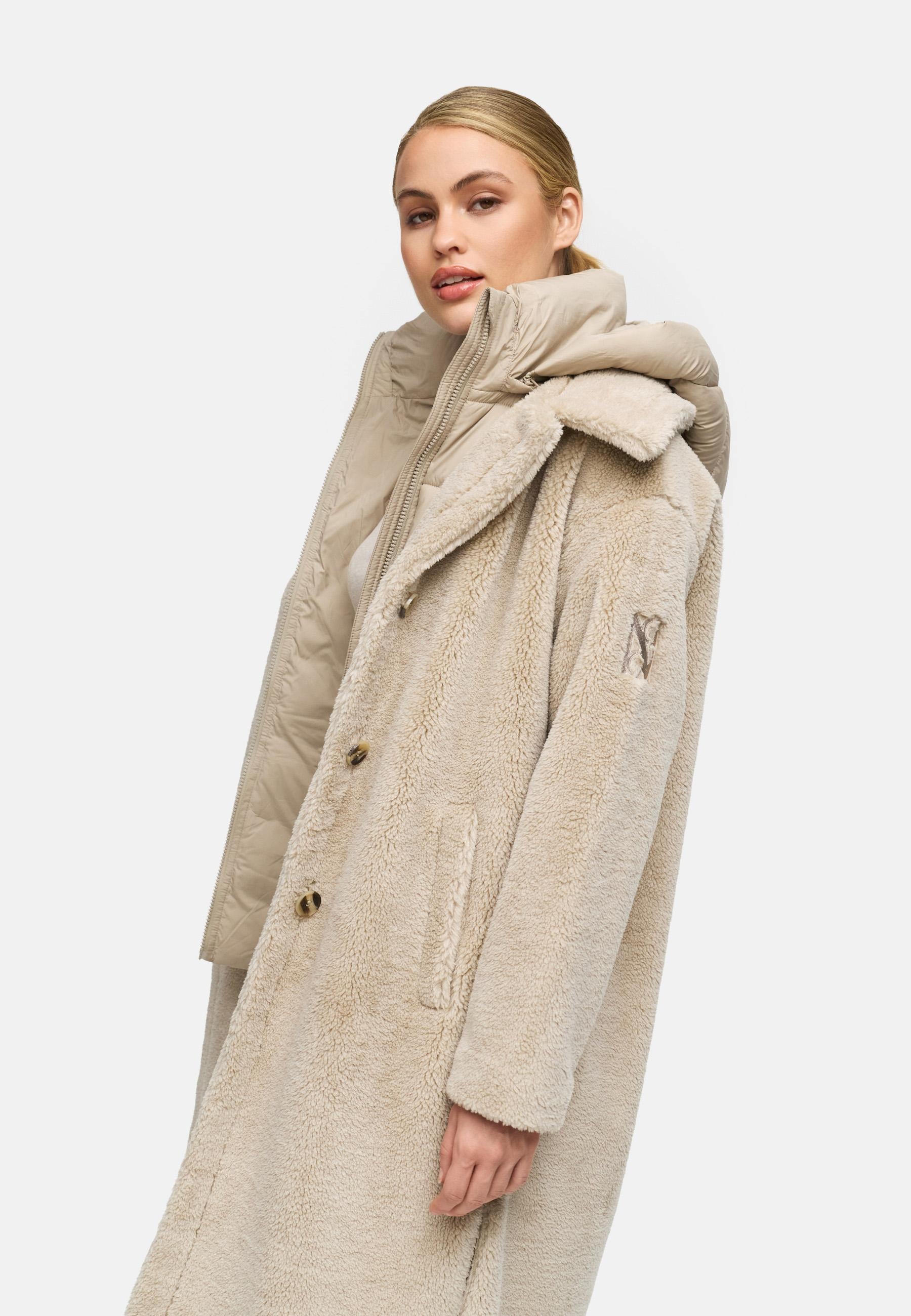 Navahoo Wintermantel »Teddyzauber 14«, Plüschmantel aus Teddyfleece mit abnehbmarem Krageneinsatz