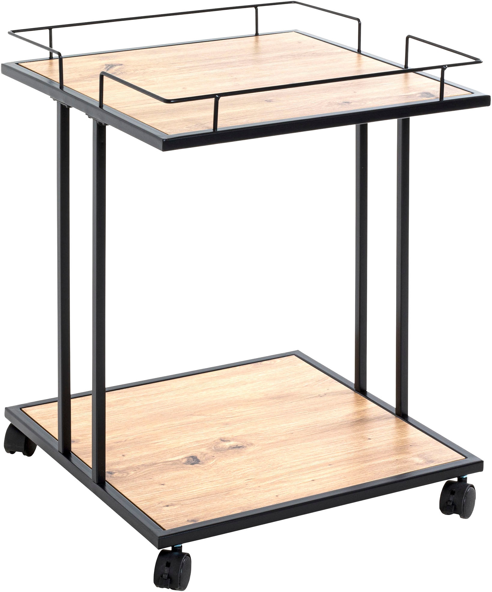 HAKU Beistelltisch "Rollwagen, Trolley" 1 Stk. tlg. quadratisch - aus MDF Braun B/T/H 45/45/60 cm