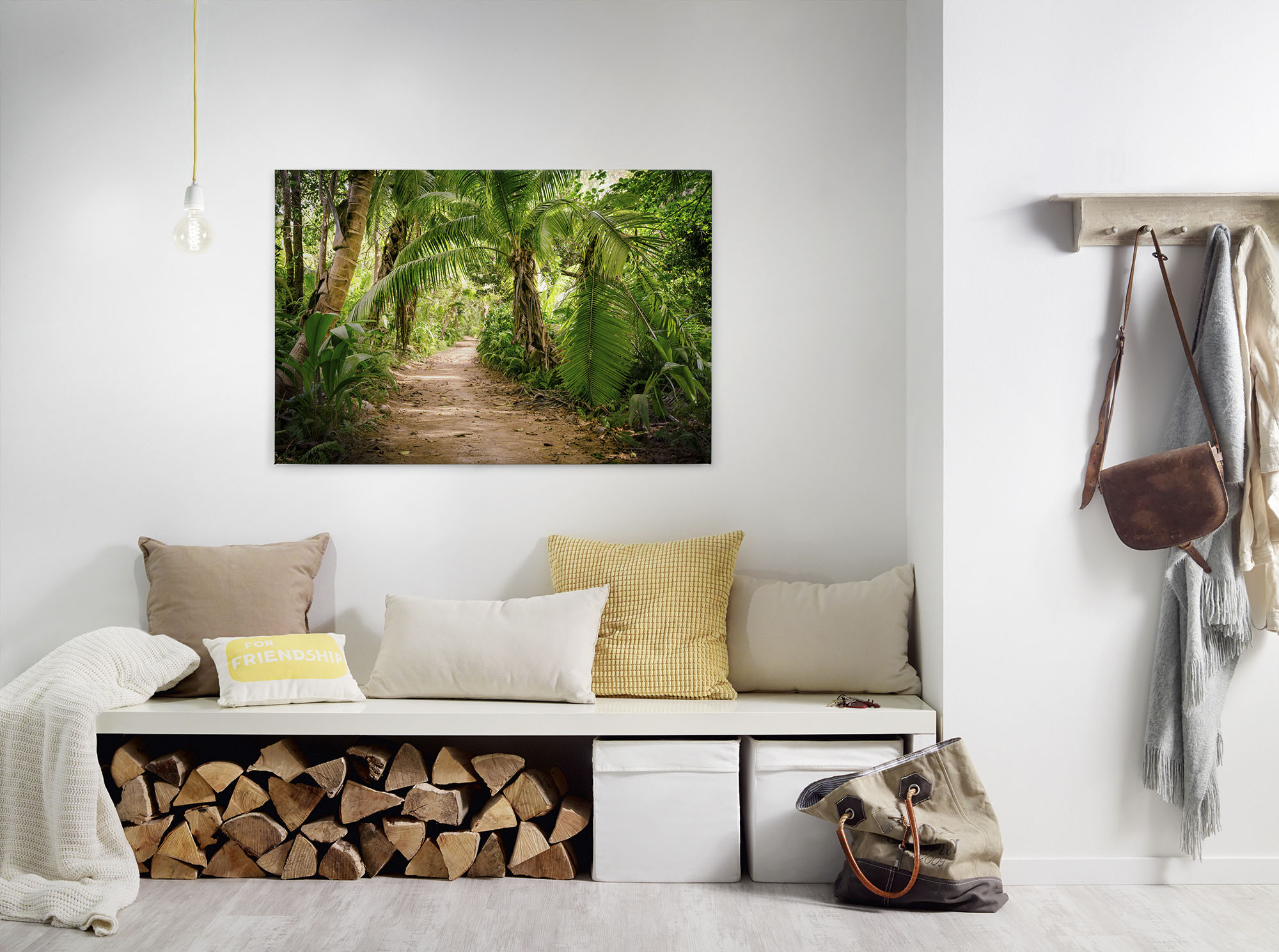 A.S. Création Leinwandbild "Palm Walk" Gemälde Kunst 1 Stk. tlg. Palmen Wald Keilrahmen Natur Leinwand-Bild Wohnzimmer modern Wandbild