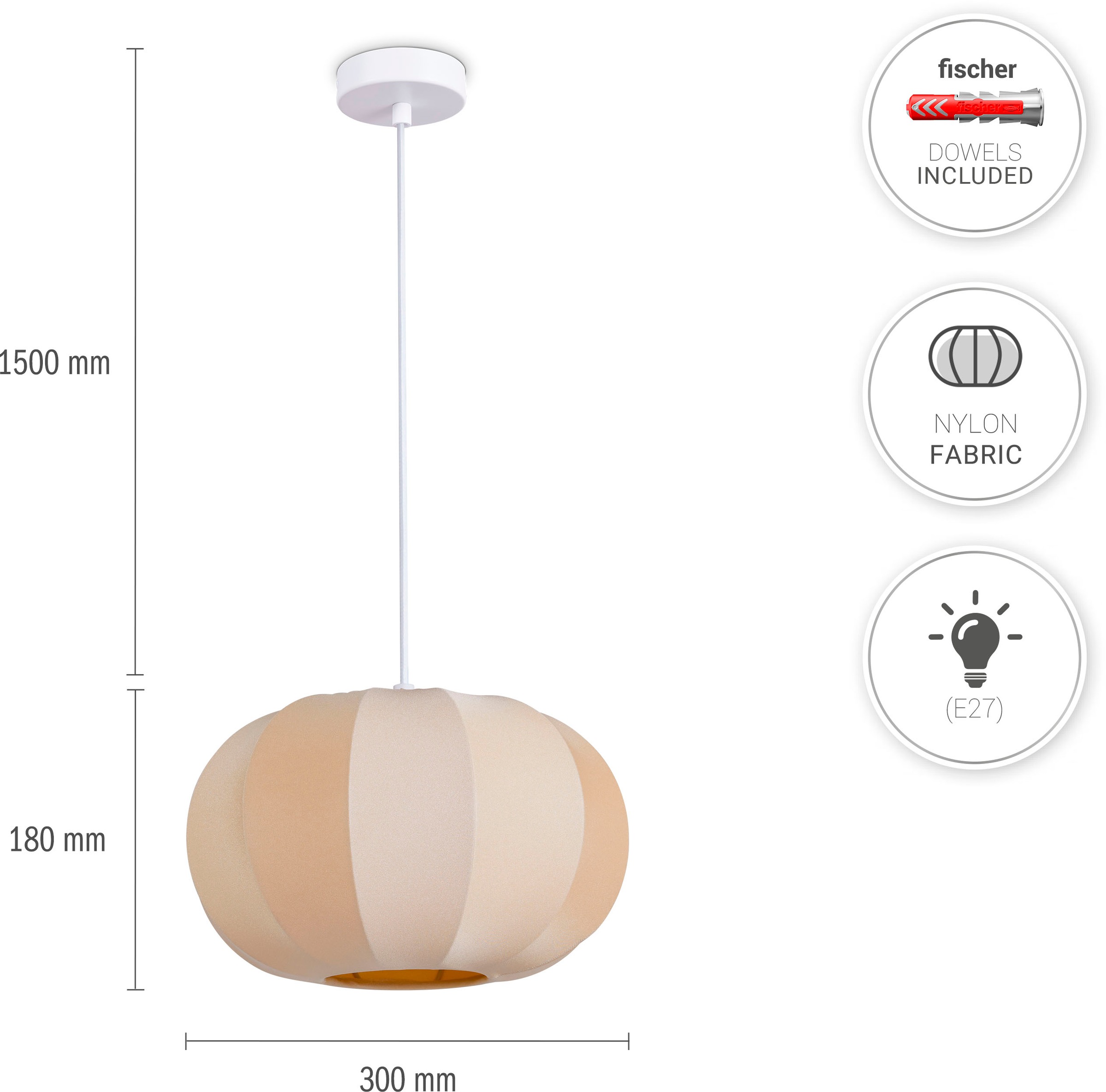 Paco Home Pendelleuchte »HUGO PD1«, 1 flammig, Leuchtmittel E27 | ohne Leuchtmittel
