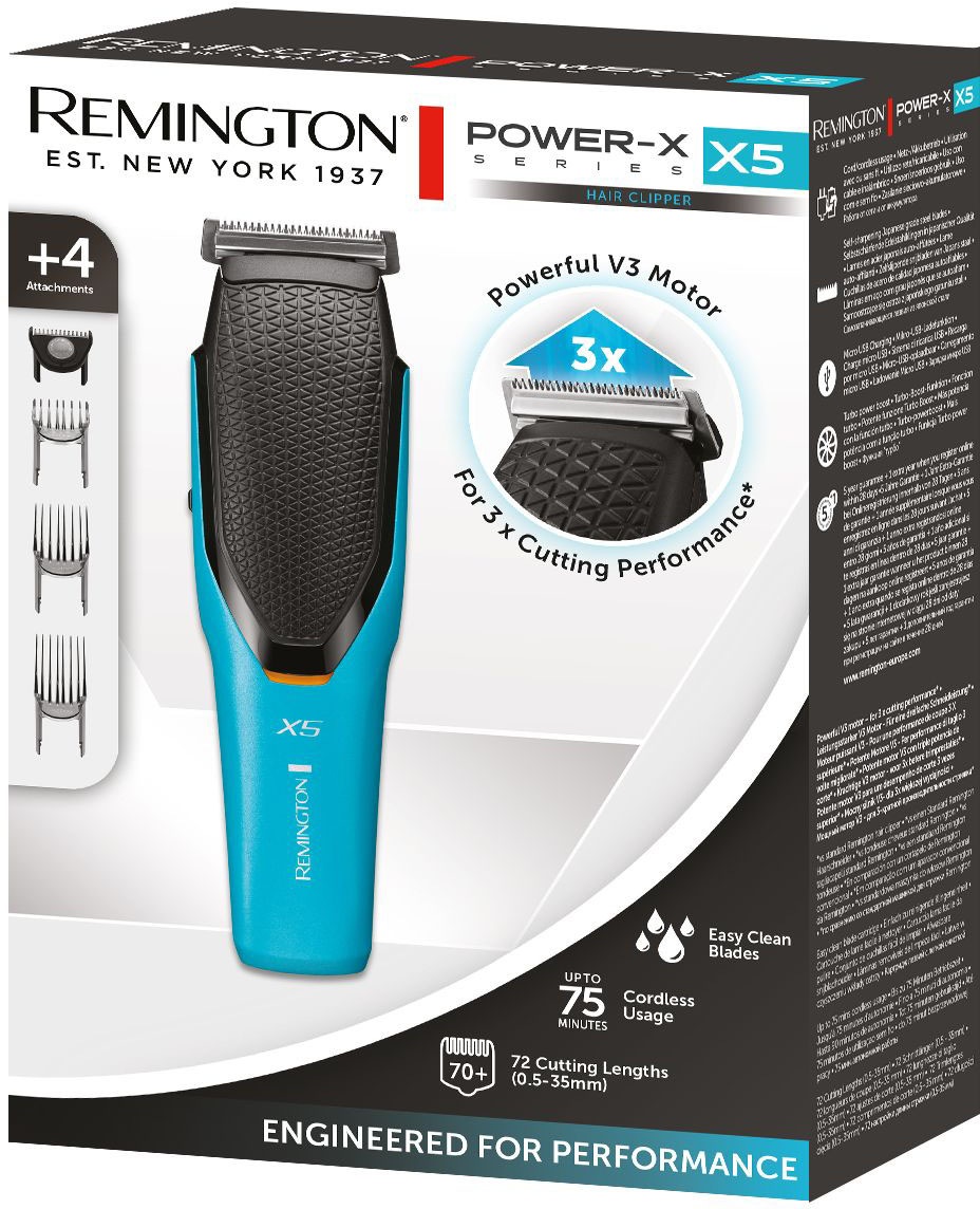 Remington Haarschneider »Power-X Series HC5000«, 4 Aufsätze, Längeneinstellrad, Haar-und Bartkamm, abnehm- und abwaschbare Klingen