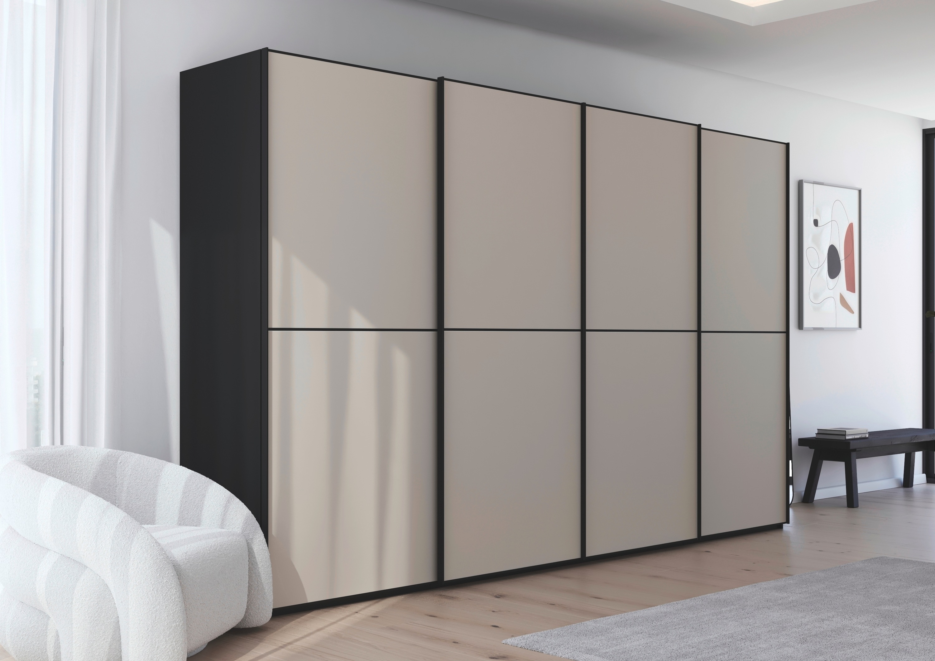 Thumbnail - rauch Schwebetürenschrank "Kleiderschrank Schrank Garderobe Schlafzimmerschrank SCALE-DUO", edle zweigeteilte Türen Glas...