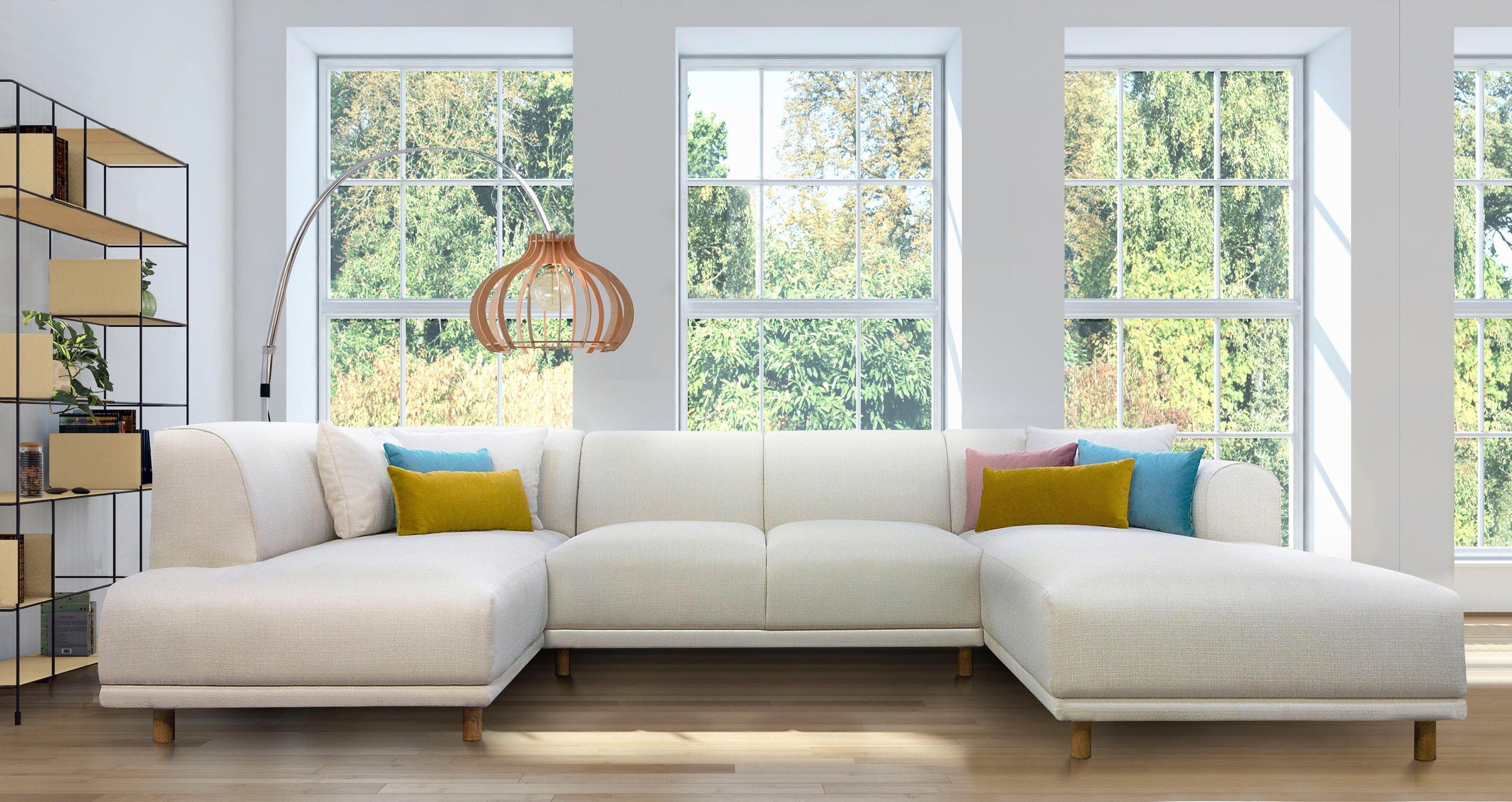 andas Wohnlandschaft »Maroon U-Form«, in skandinavischem Design, mit losen Kissen
