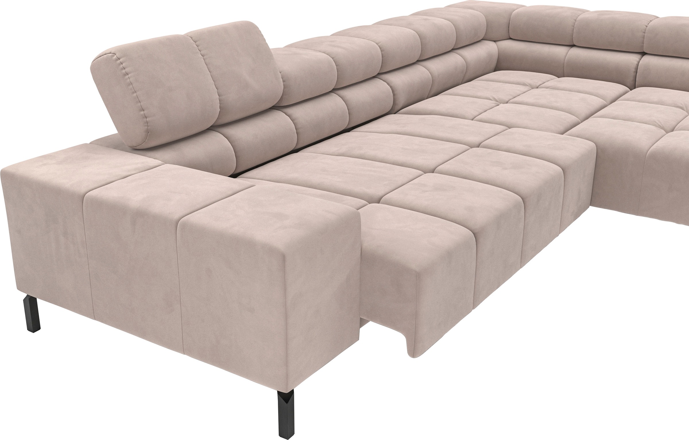 INOSIGN Ecksofa »Ancona New, wahlweise motorische Sitztiefenverstellung, auch in Cord«, feine Steppung, mit Kopfteilverstellung, 3 Zierkissen, L-Form