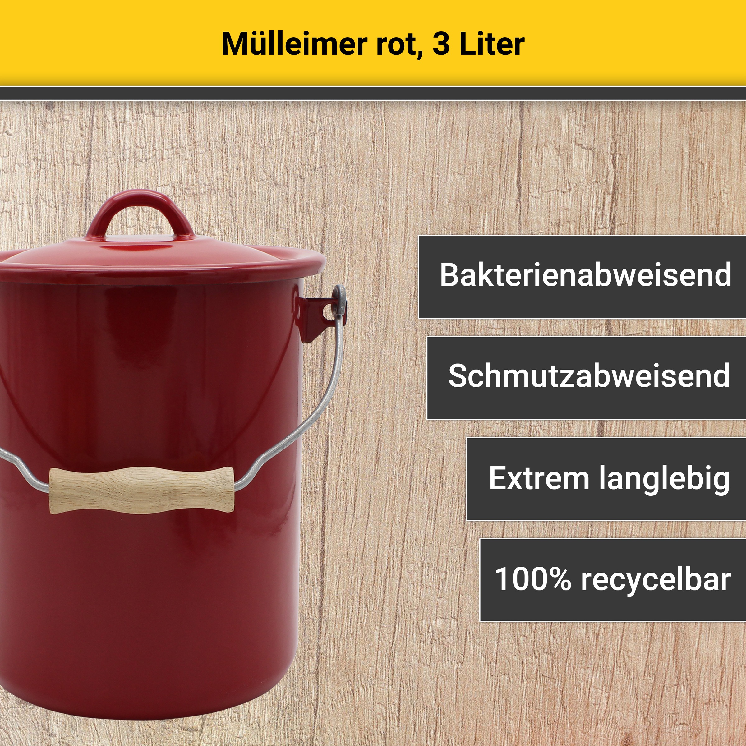 Krüger Mülleimer "Emaille-Eimer mit Deckel Serie Rio" schnitt- / kratzfeste günstig online kaufen