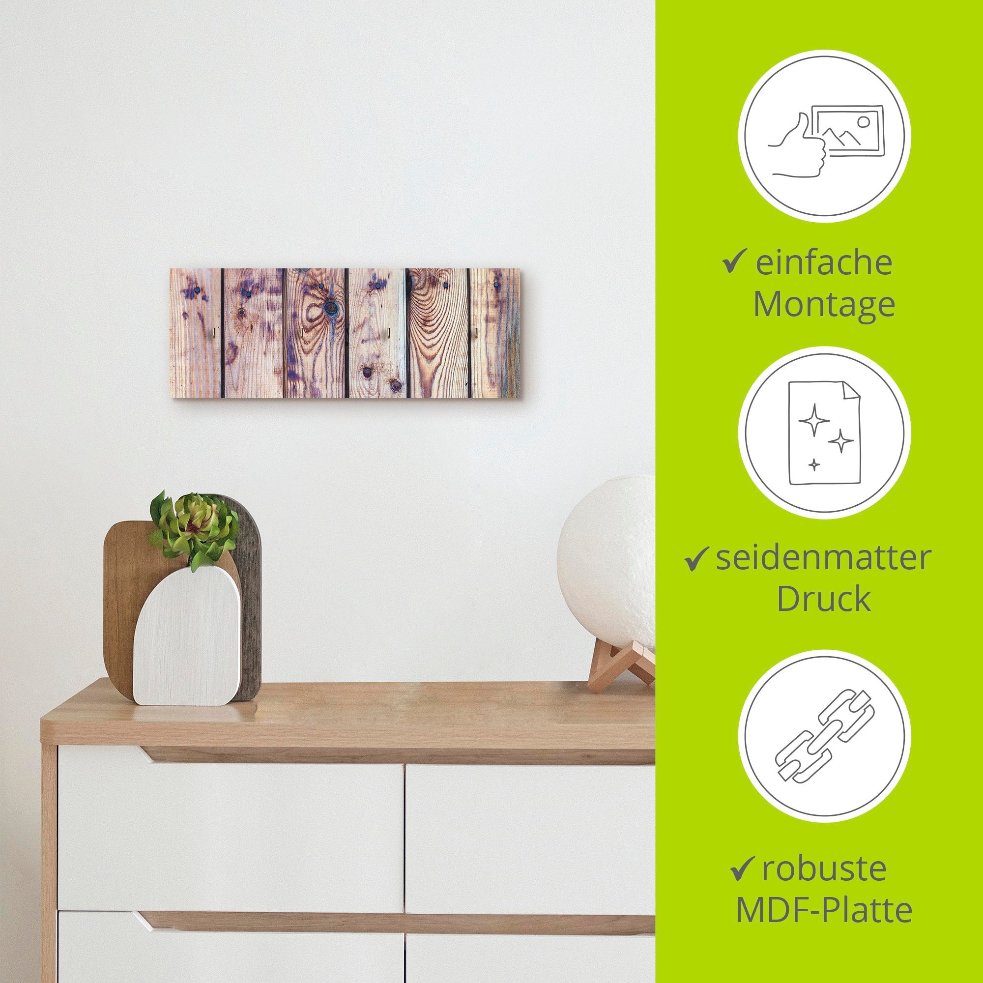 Artland Hakenleiste »Weißer Vintage-Hintergrund«, MDF