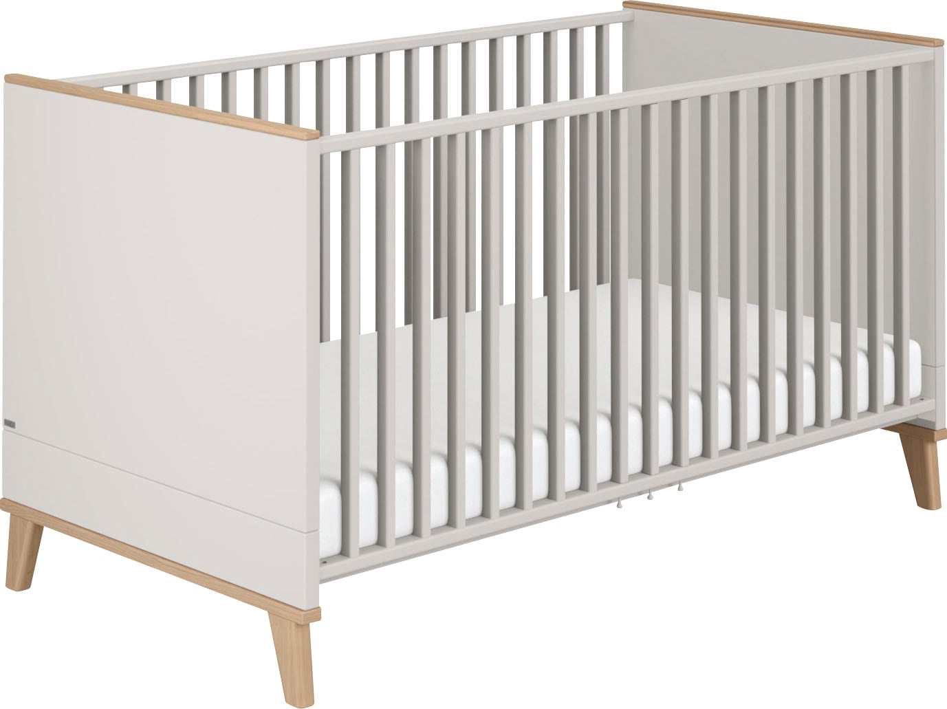 PAIDI Babybett "FIENE 70x140cm in Grau, umbaubares Kinderbett mit Massivhol günstig online kaufen