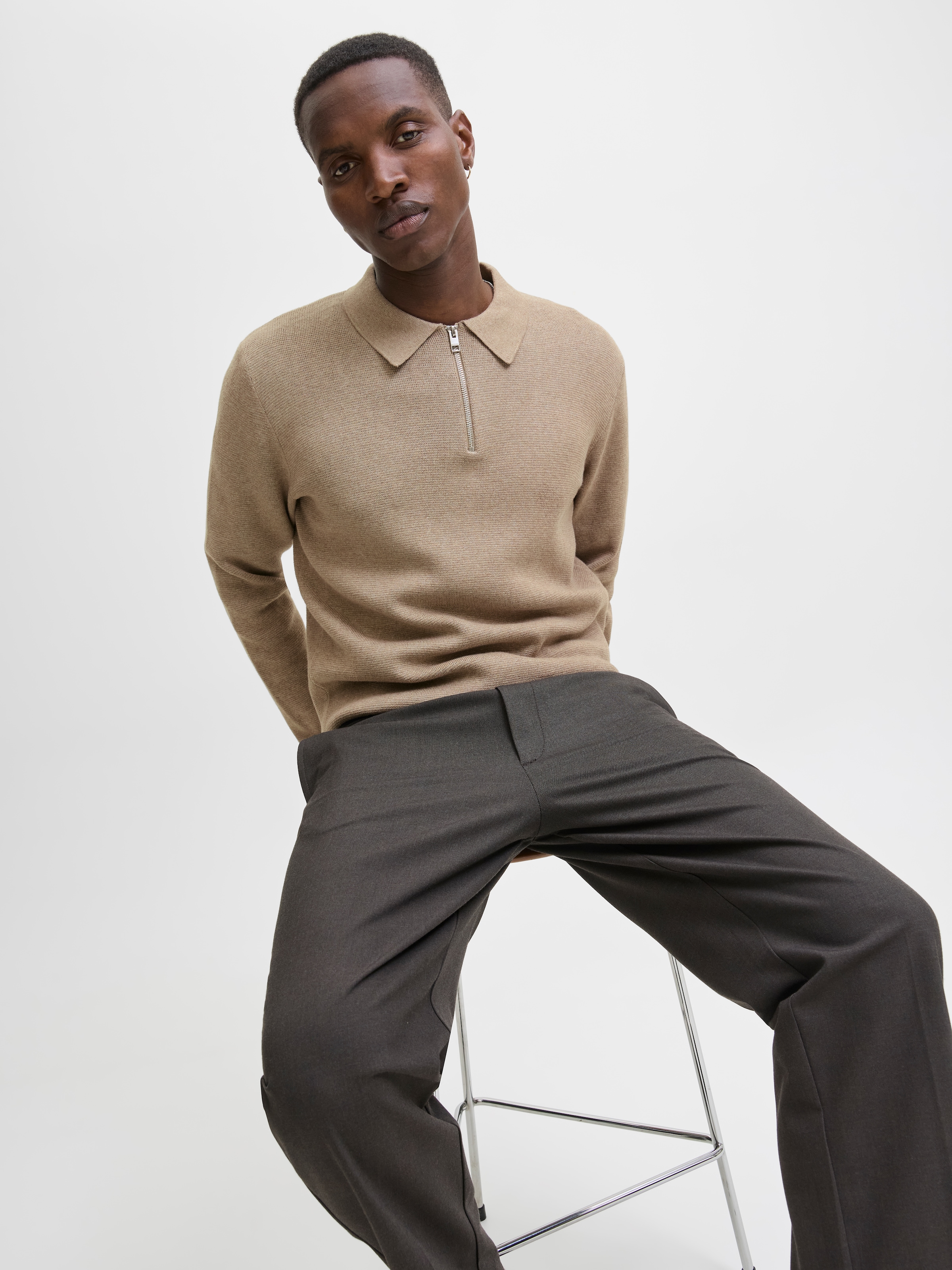 Jack & Jones Polokragenpullover »JPRBLAMILANO STITCH KNIT ZIP POLO SN«