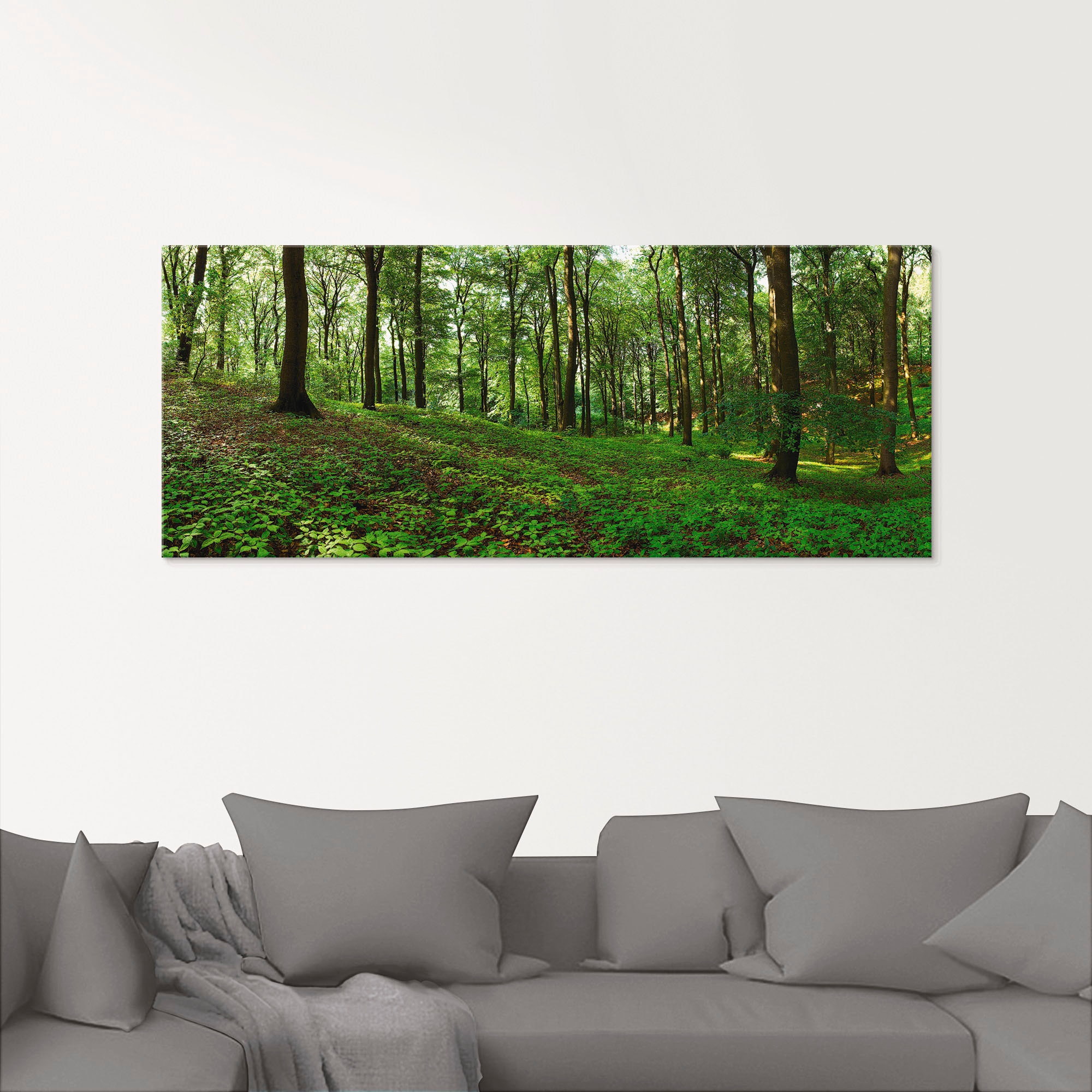 Artland Glasbild »Panorama von einem grünen Sommerwald«, Wald, (1 St.), in verschiedenen Größen