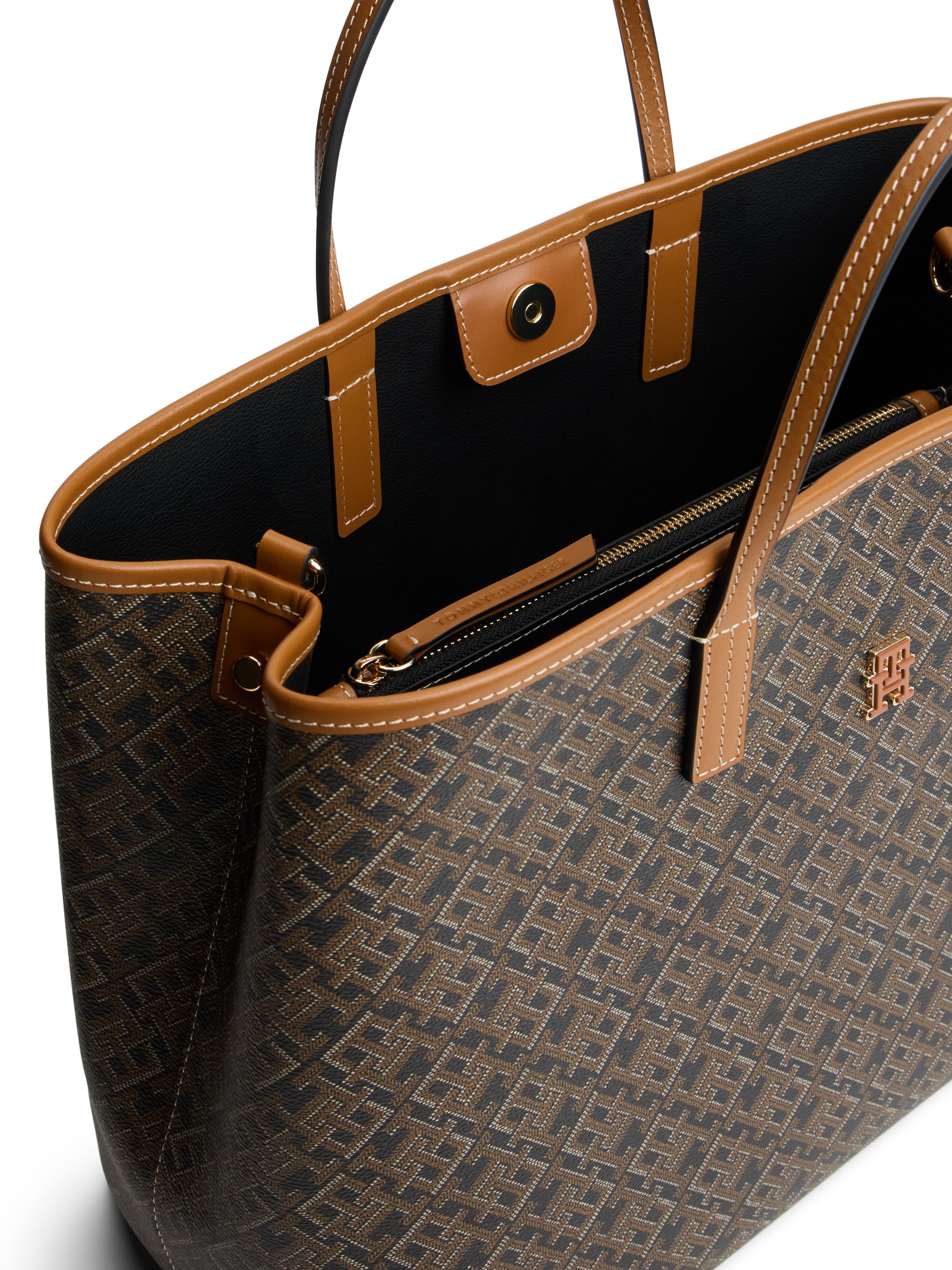 Tommy Hilfiger Handtasche »TH MONOPLAY SATCHEL« Damen Umhängetasche, Schultertasche mit Allover-TH-Logoprint