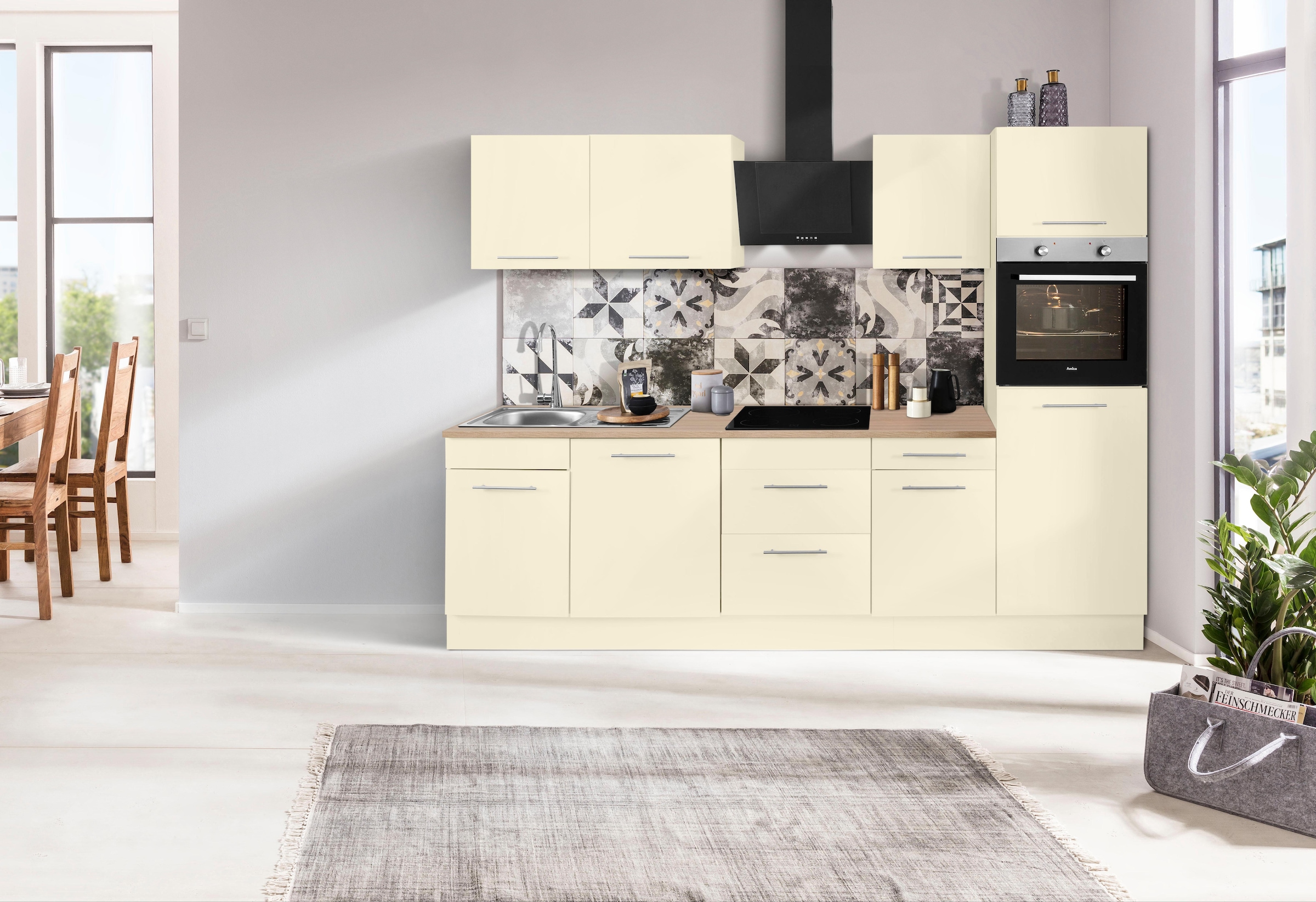 wiho Küchen Küchenzeile »Ela«, Breite 280 cm, Soft-Close-Funktion, höhenverstellbare Füße