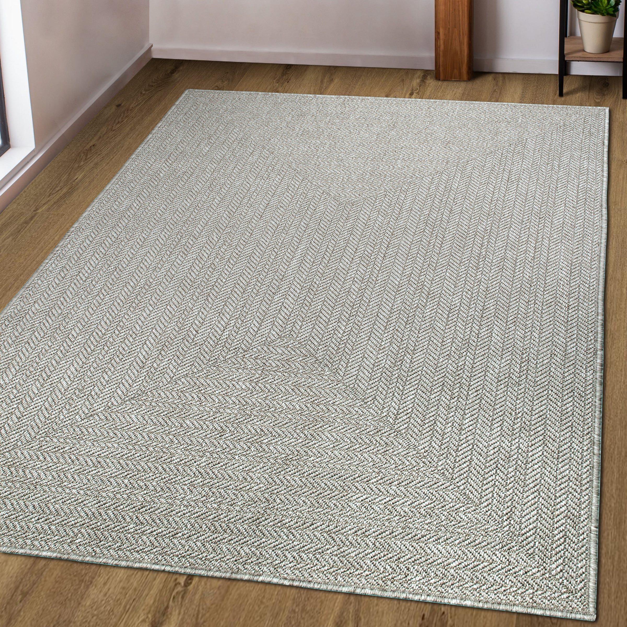 OTTO home Teppich »Aliv, Fischgräten-Design auch für Balkon und Terrasse« rechteckig 3 mm Höhe In- und Outdoor geeignet, Wetterfest & UV-beständig