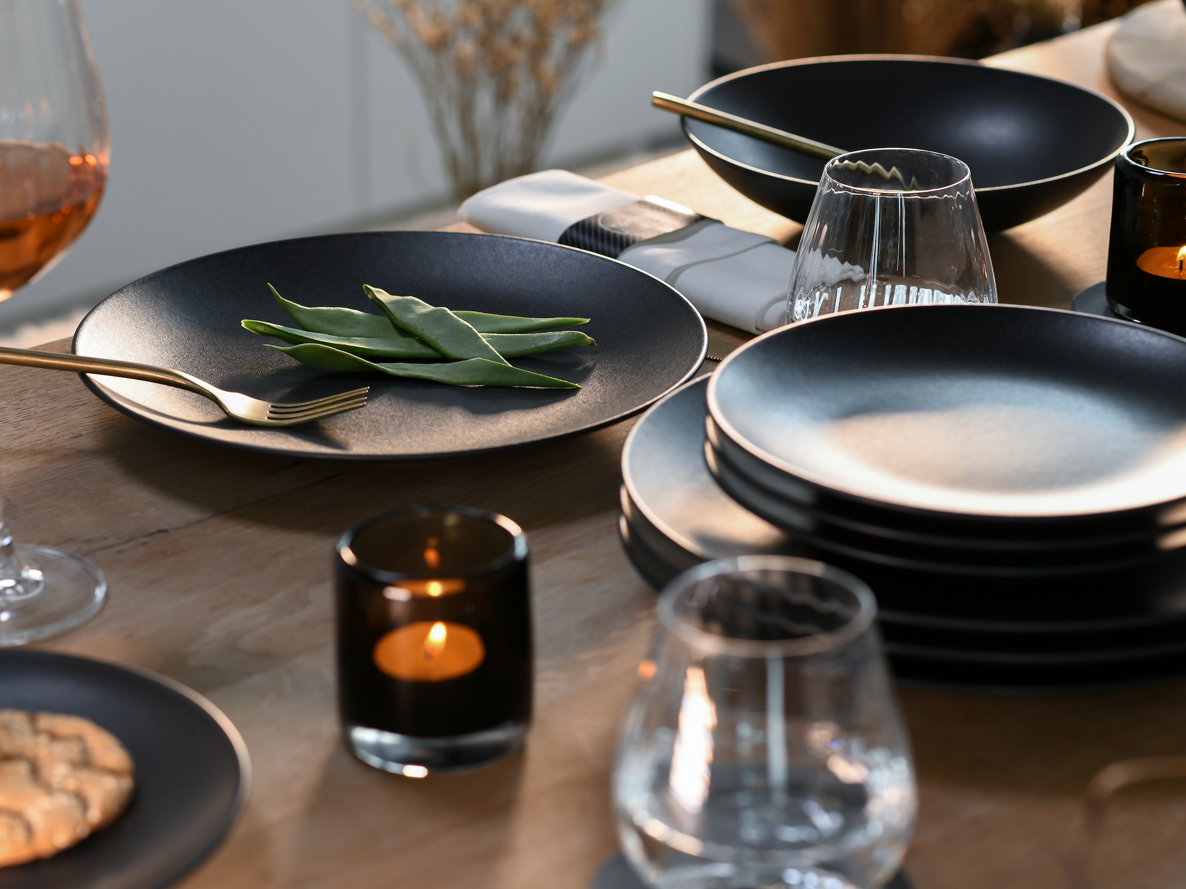 CreaTable Tafelservice »Geschirr-Set Soft Touch Black« Service, schwarz, seidenmatte Glasur, 12 Teile, für 4 Personen