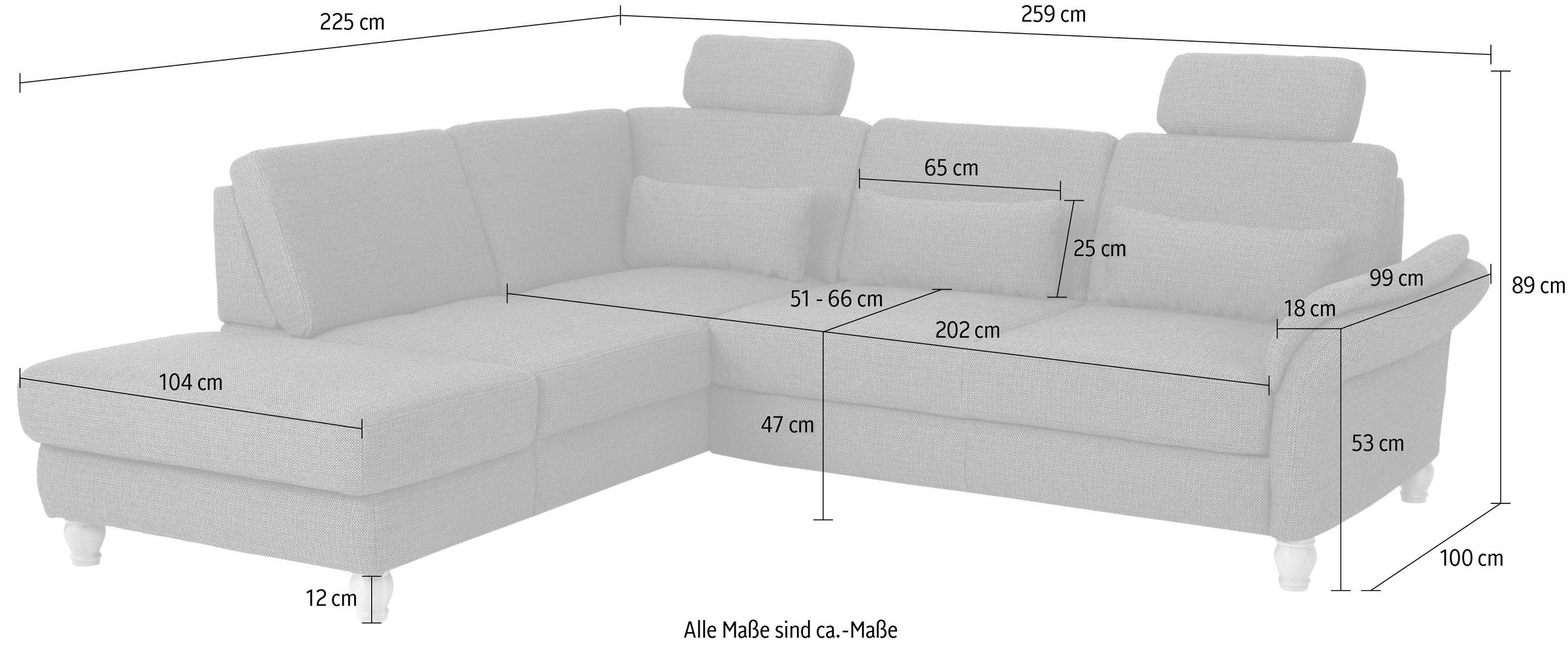 Home affaire Ecksofa »Palace L-Form«, incl. Sitztiefenverstellung, wahlweise mit Bettfunktion und Stauraum