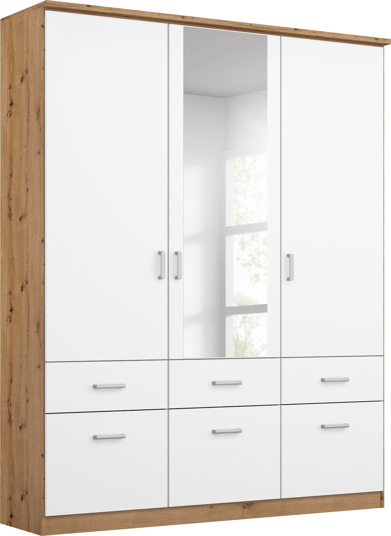 rauch Kleiderschrank "Kleiderschrank Schrank Garderobe deckenhoher Schrank BREMEN" optional mit Spiegel, Breiten: 91/136/181 cm, Höhe: 199 cm, in vielen Farbvariationen, inkl. Kranzblende MADE IN GERMANY