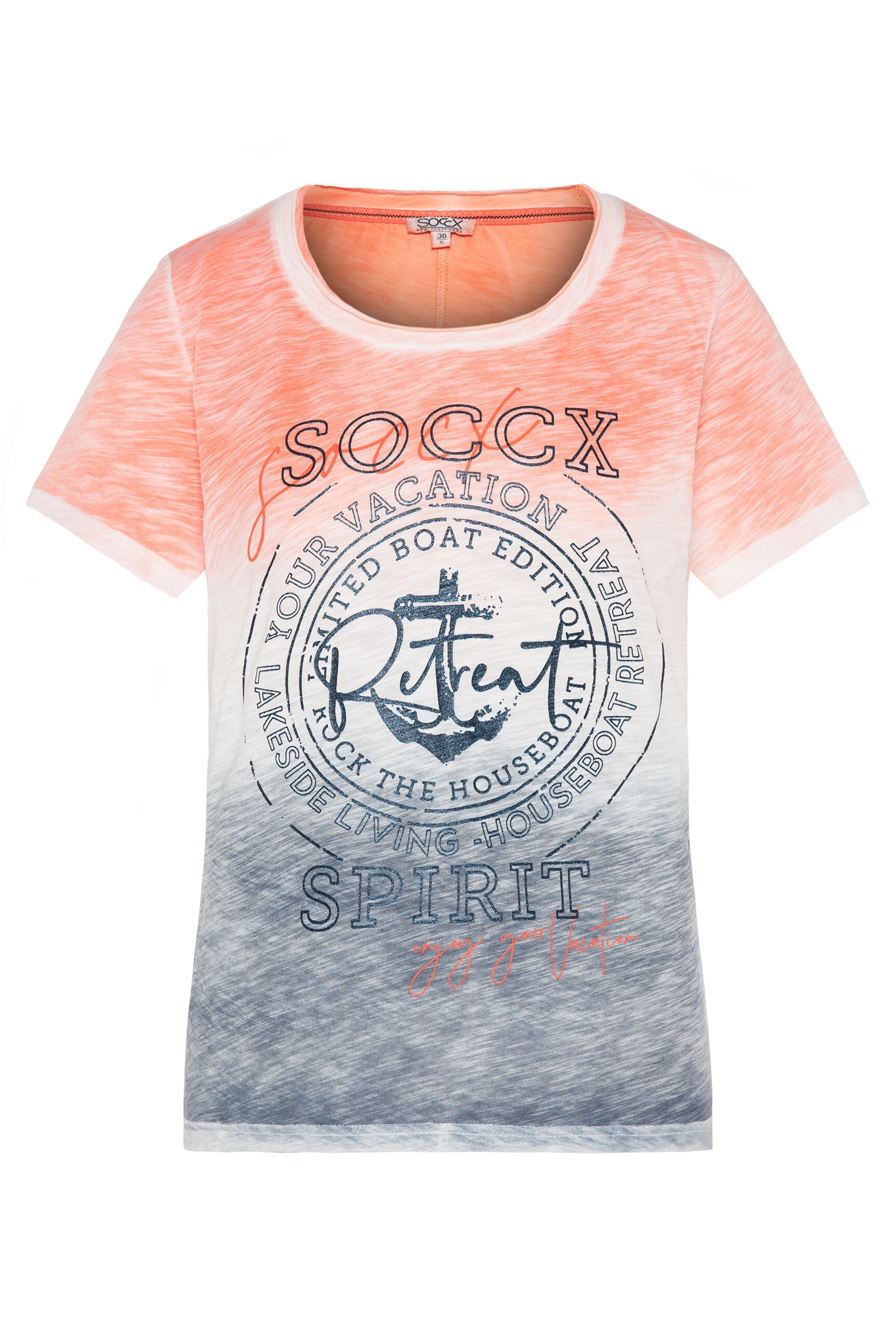 SOCCX Rundhalsshirt, mit offener Kante am Ausschnitt online kaufen | BAUR