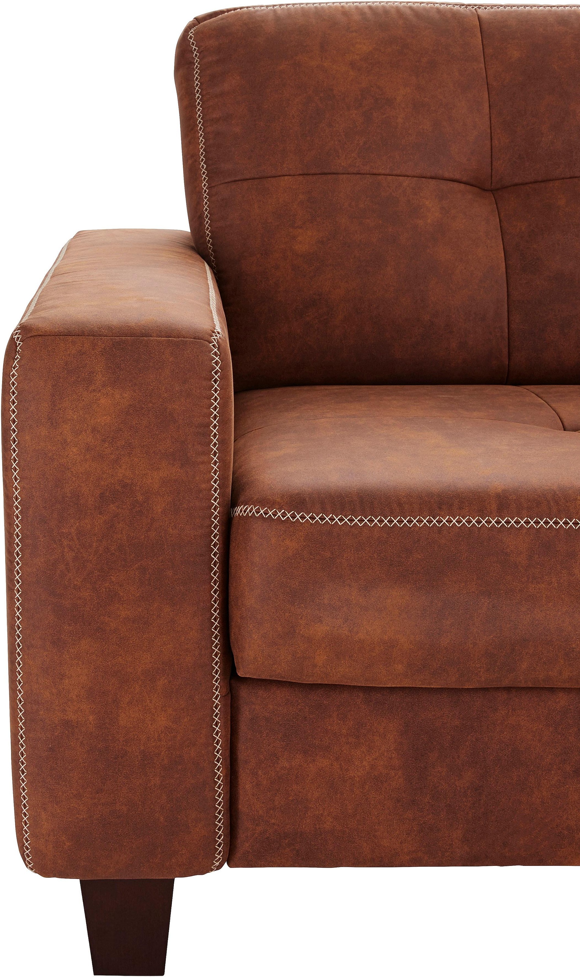 Places of Style Ecksofa »Varese L-Form«, Kreuznaht in beige