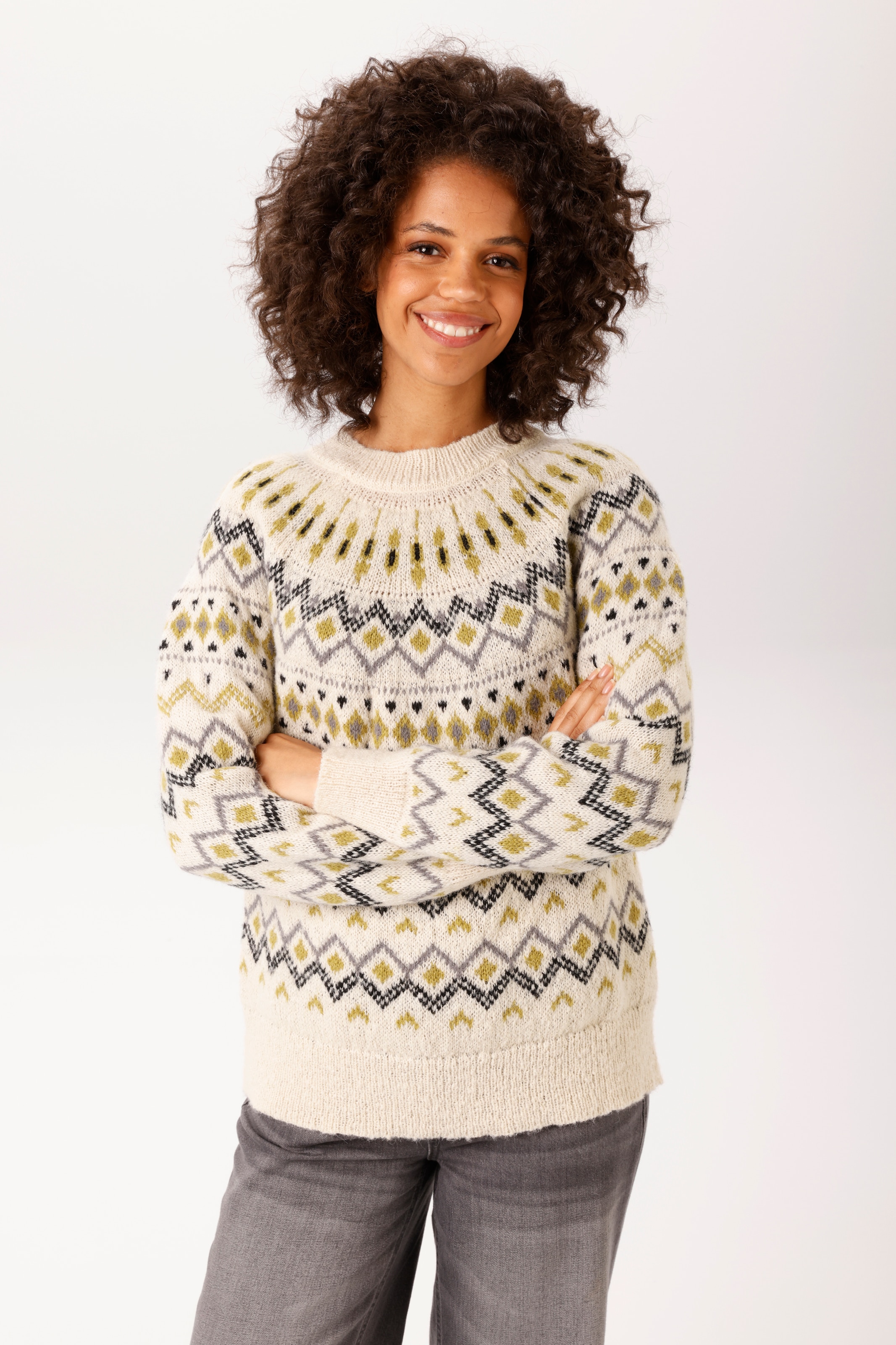 Aniston CASUAL Strickpullover mit trendigem Norweger-Muster - NEUE KOLLEKTION
