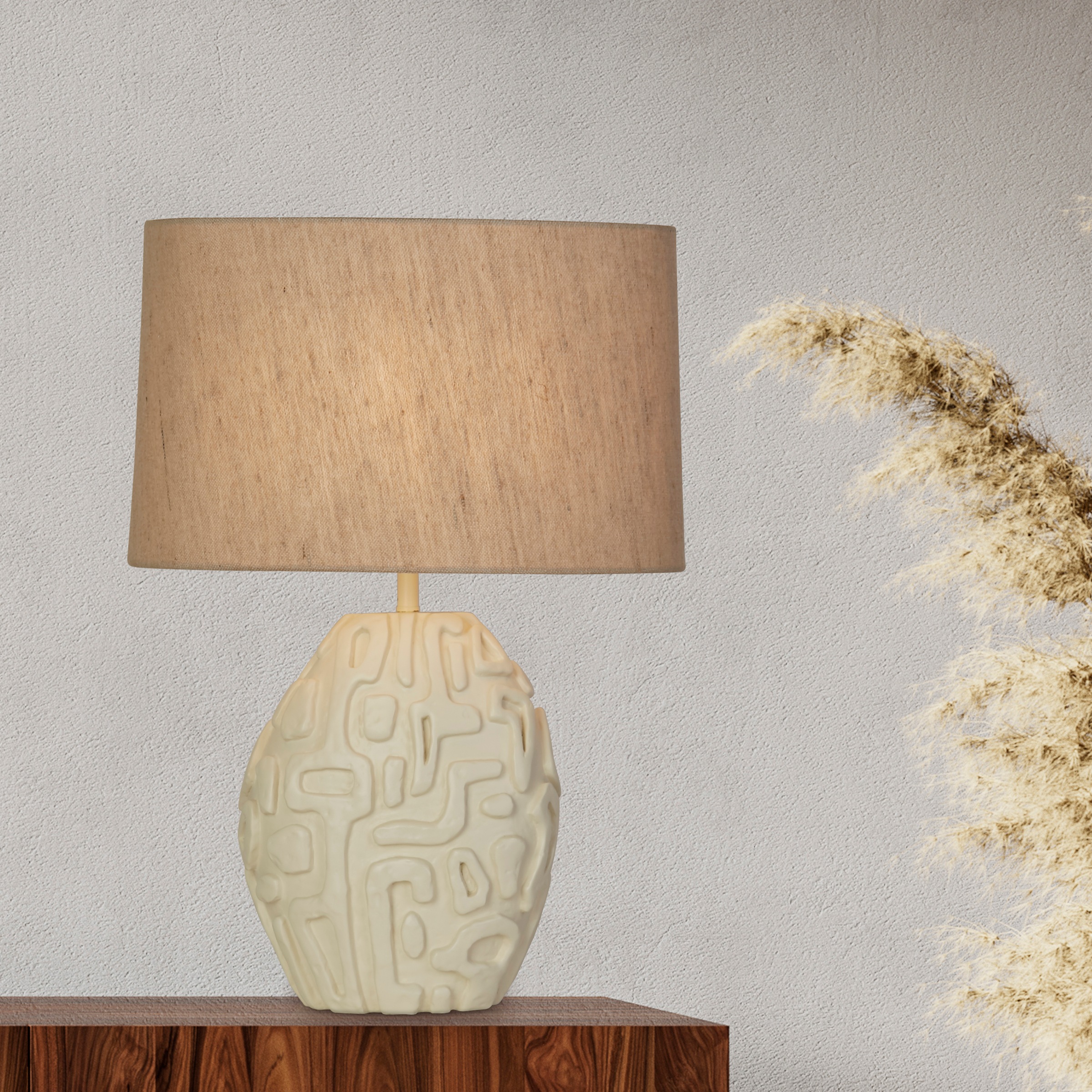 Searchlight LED Bilderleuchte »Adelaide 1Lt Tischlampe, Cremeharz mit weißem Leinen-Shad« E27 1 Stk.