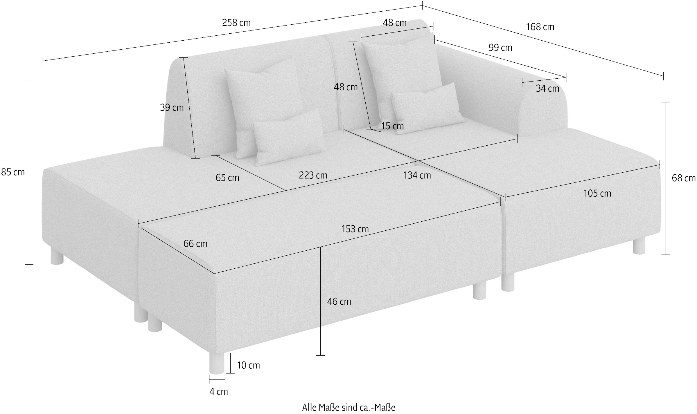 INOSIGN Ecksofa »Suyala«, L-Form mit Hocker