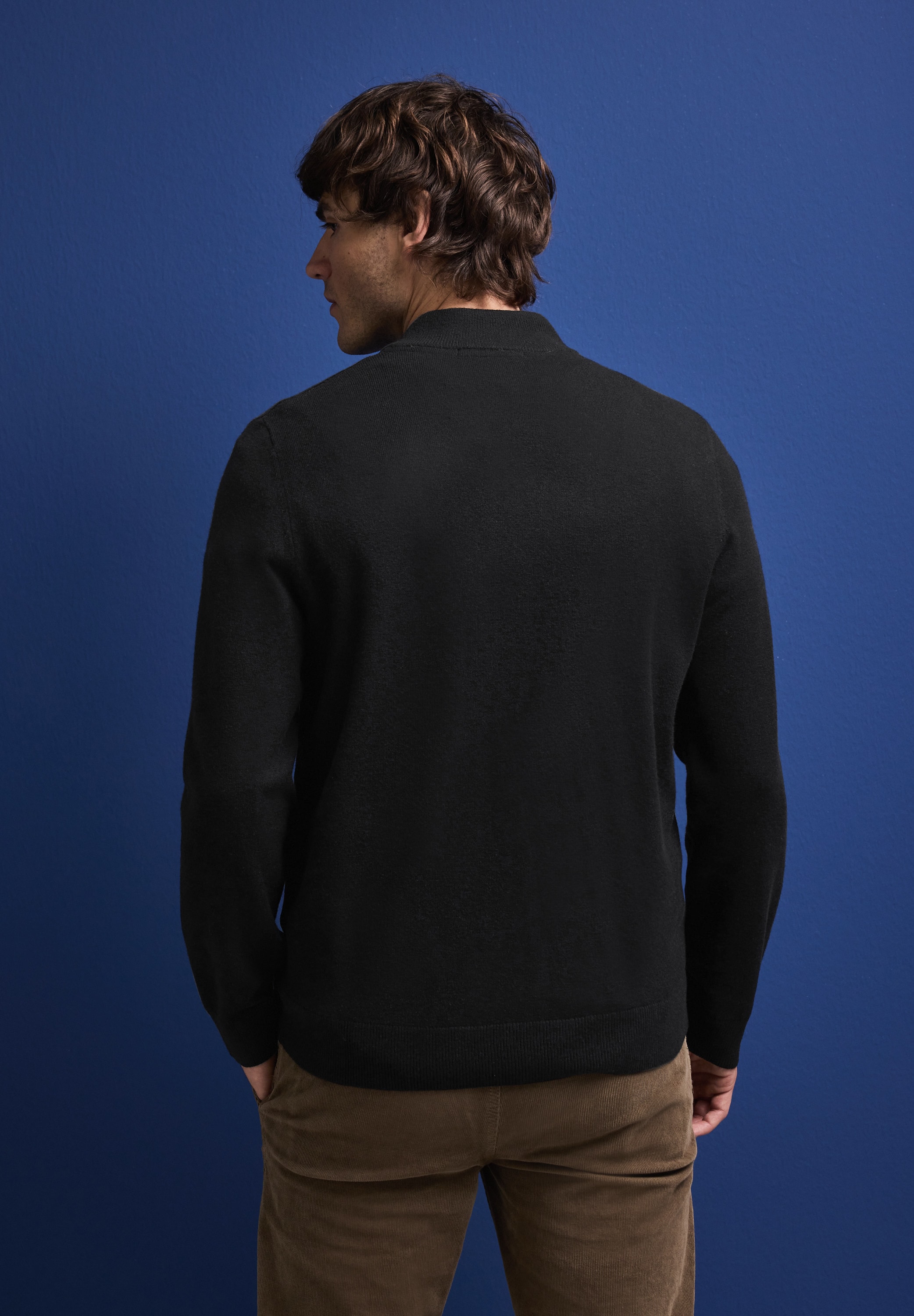 STREET ONE MEN Stehkragenpullover, mit Materialmix