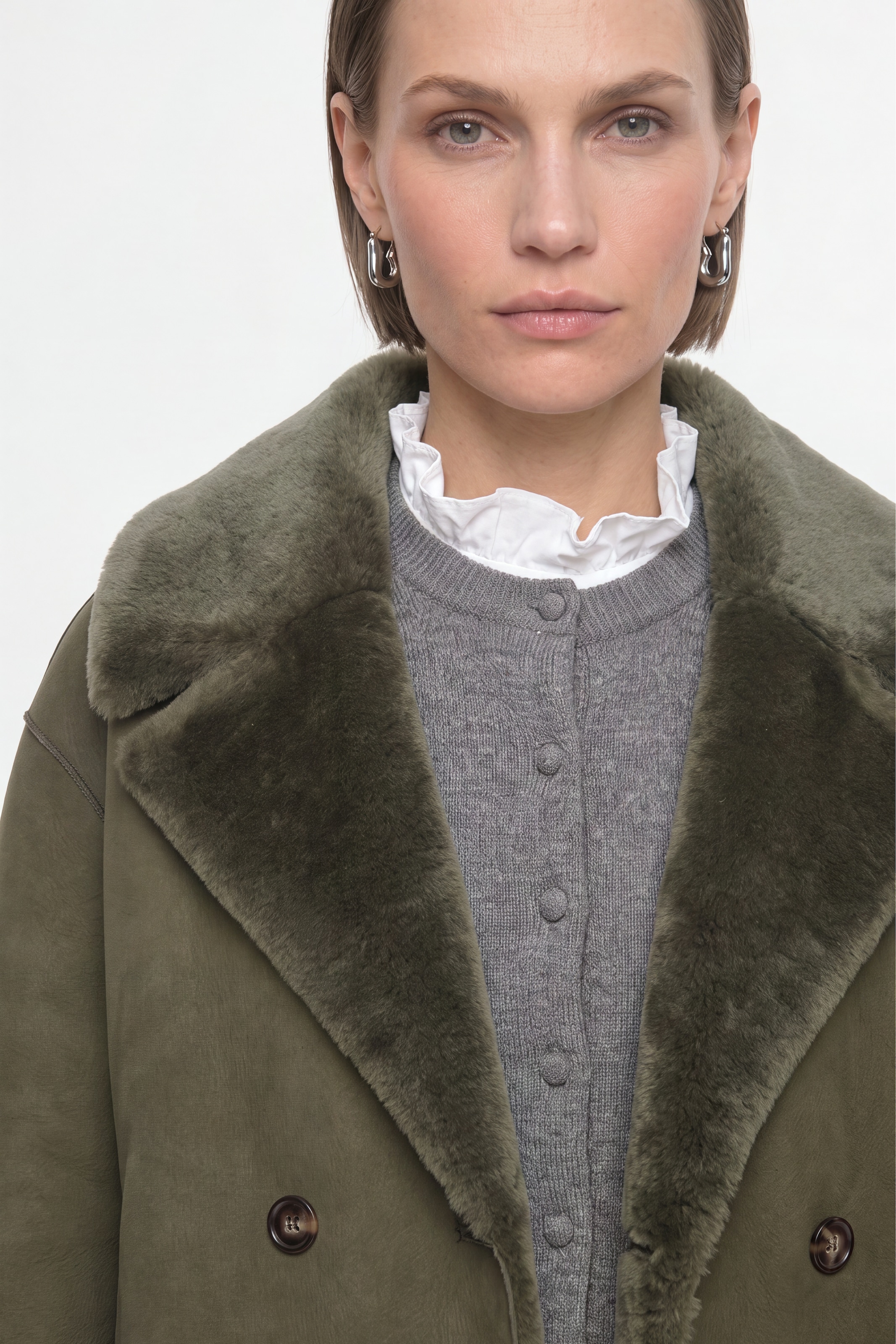 RICHROYAL Fellimitatjacke ohne Kapuze Regular fit mit Reverskragen