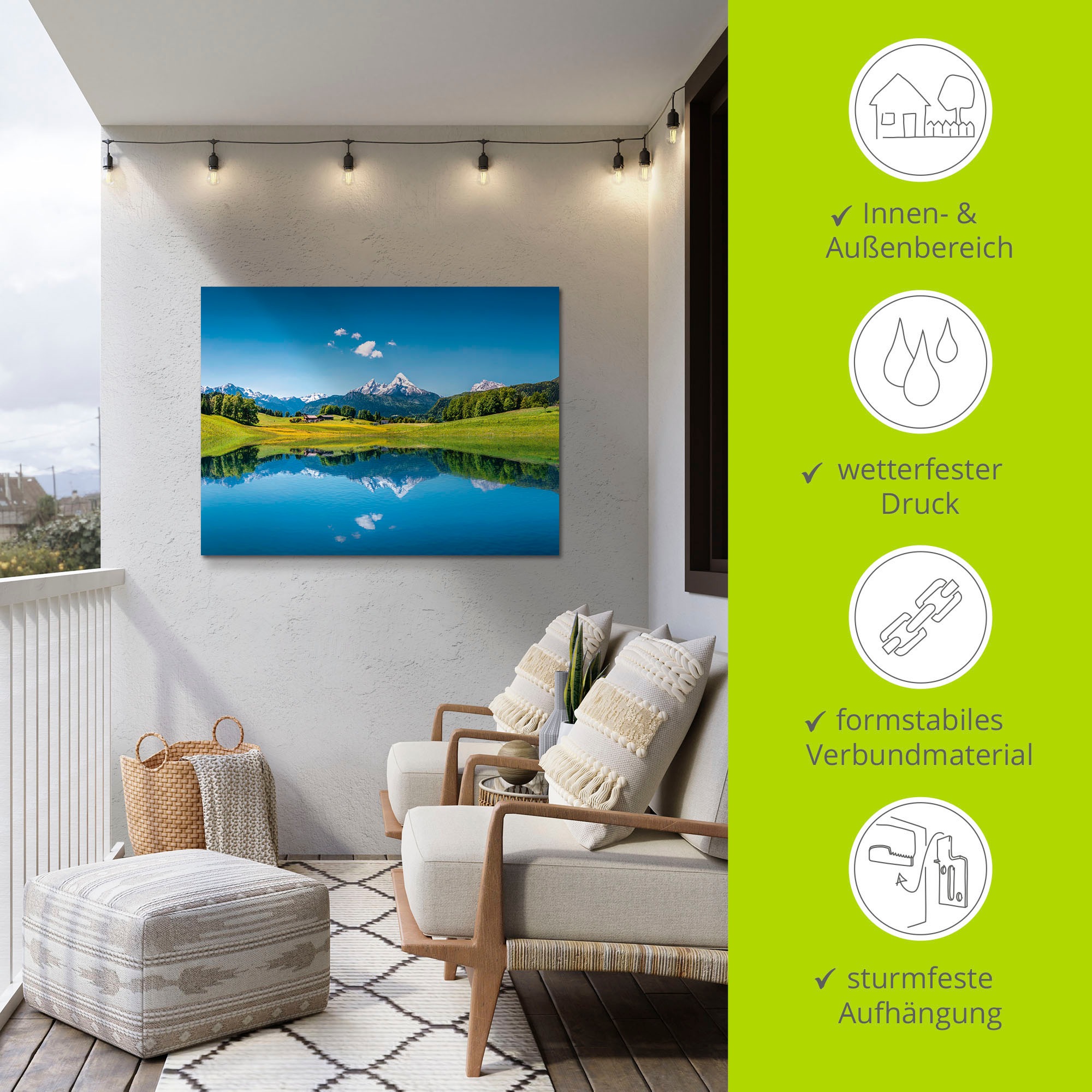 Artland Wandbild »Landschaft in den Alpen«, Berge, (1 St.), als Alubild, Outdoorbild, Leinwandbild, Poster in verschied. Größen