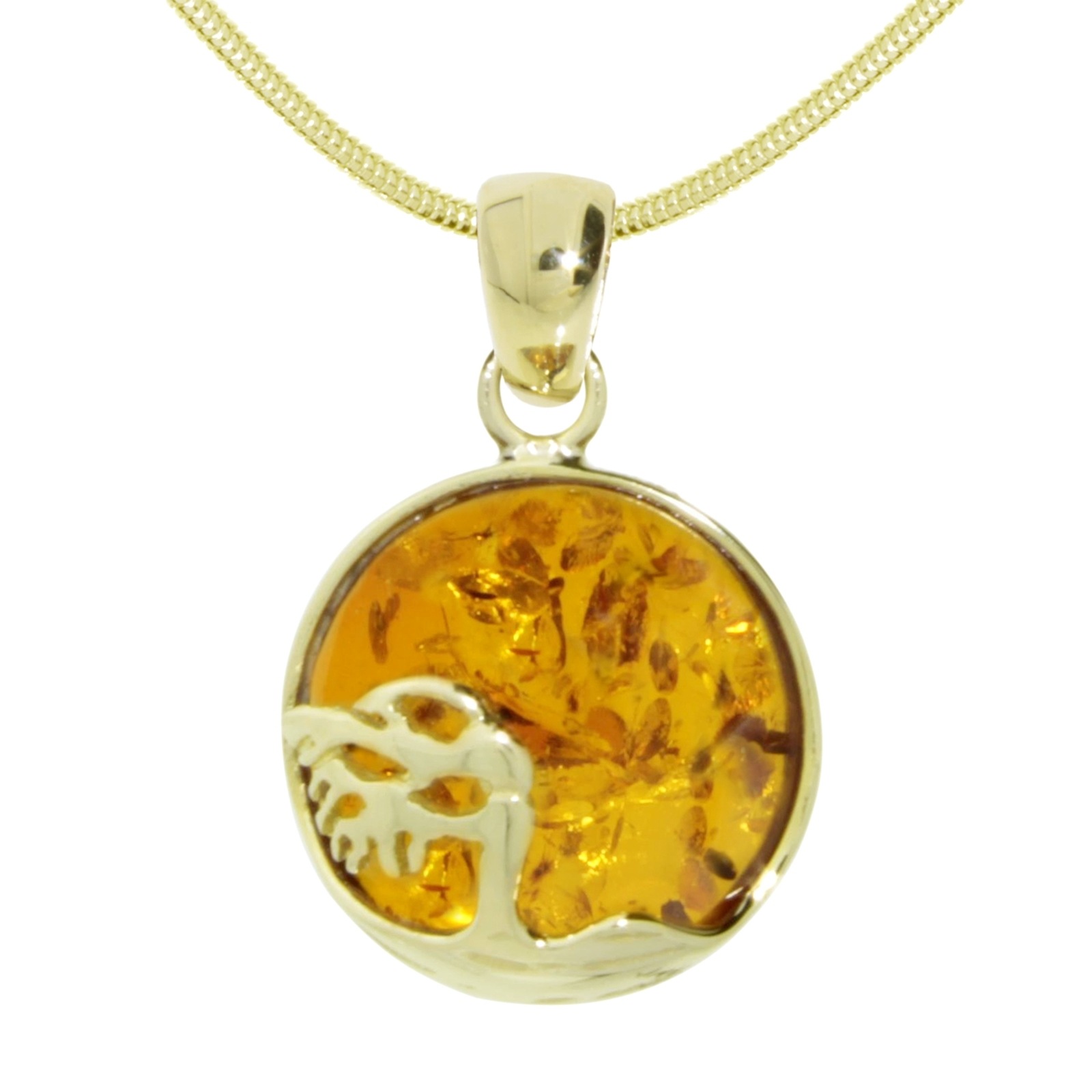Kette und Anhänger Set OSTSEE-SCHMUCK "- Windflüchter 16 mm - Gold 333/000 - Bernstein" Gr. 45, gold (gold 333, goldfarben, gelb), Schmuck_Sets, Damen, 45, Gelbgold 333