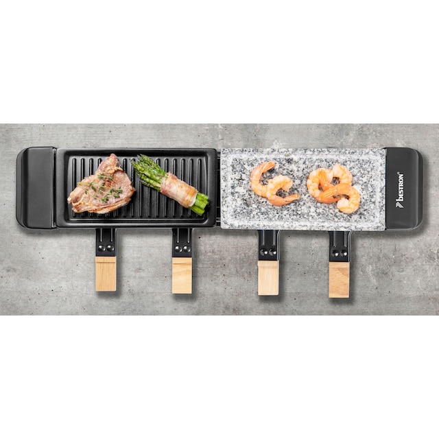 bestron Raclette »Grill für 4 Personen«, 4 St. Raclettepfännchen, 650 W,  mit 4 Pfännchen, 4 Holzschaber & 4 Untersetzern | BAUR