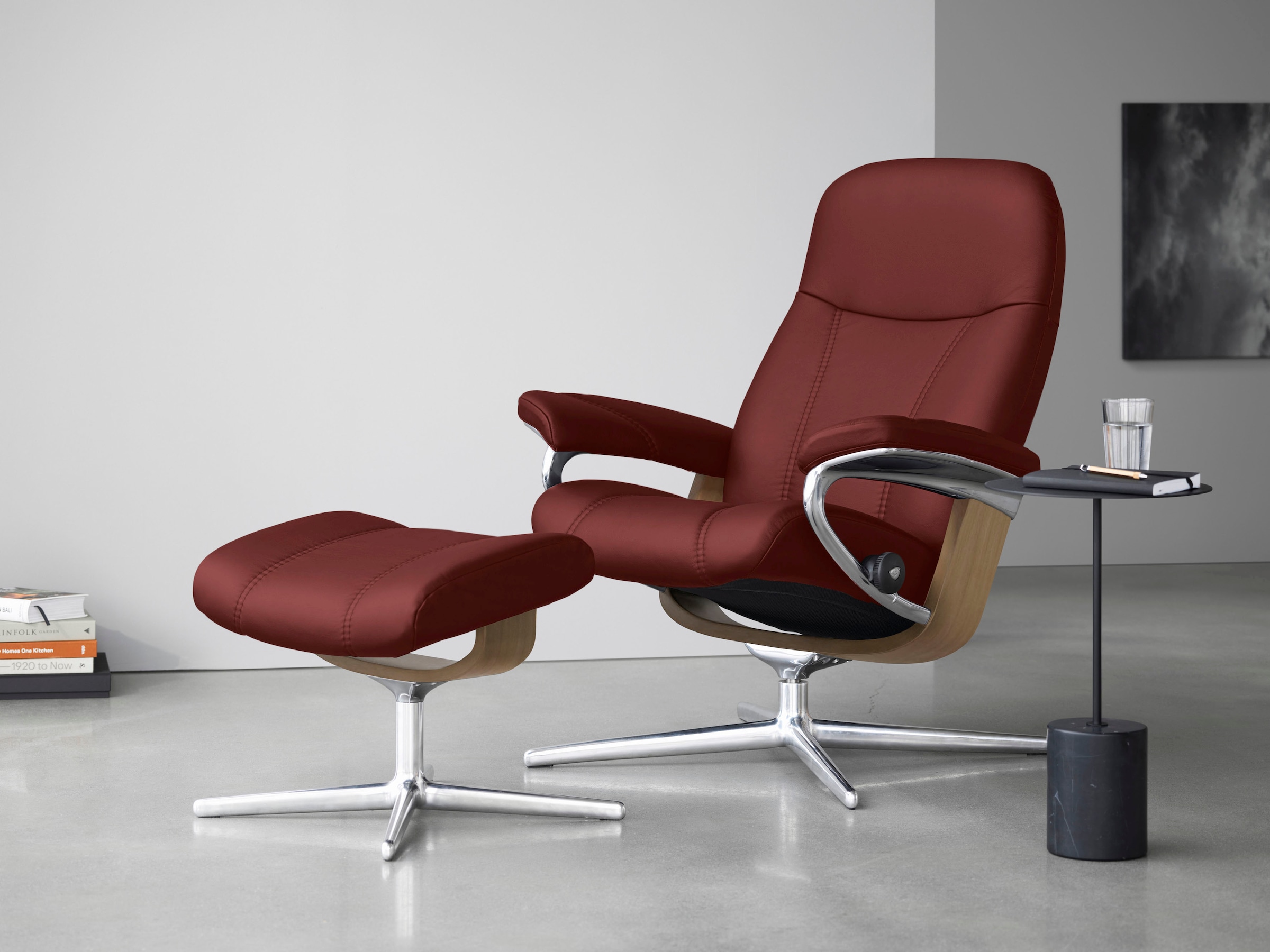Stressless Relaxsessel "Consul" mit Cross Base, Größe S, M & L, Holzakzent Eiche, in 2 Bezugsqualitäten lieferbar