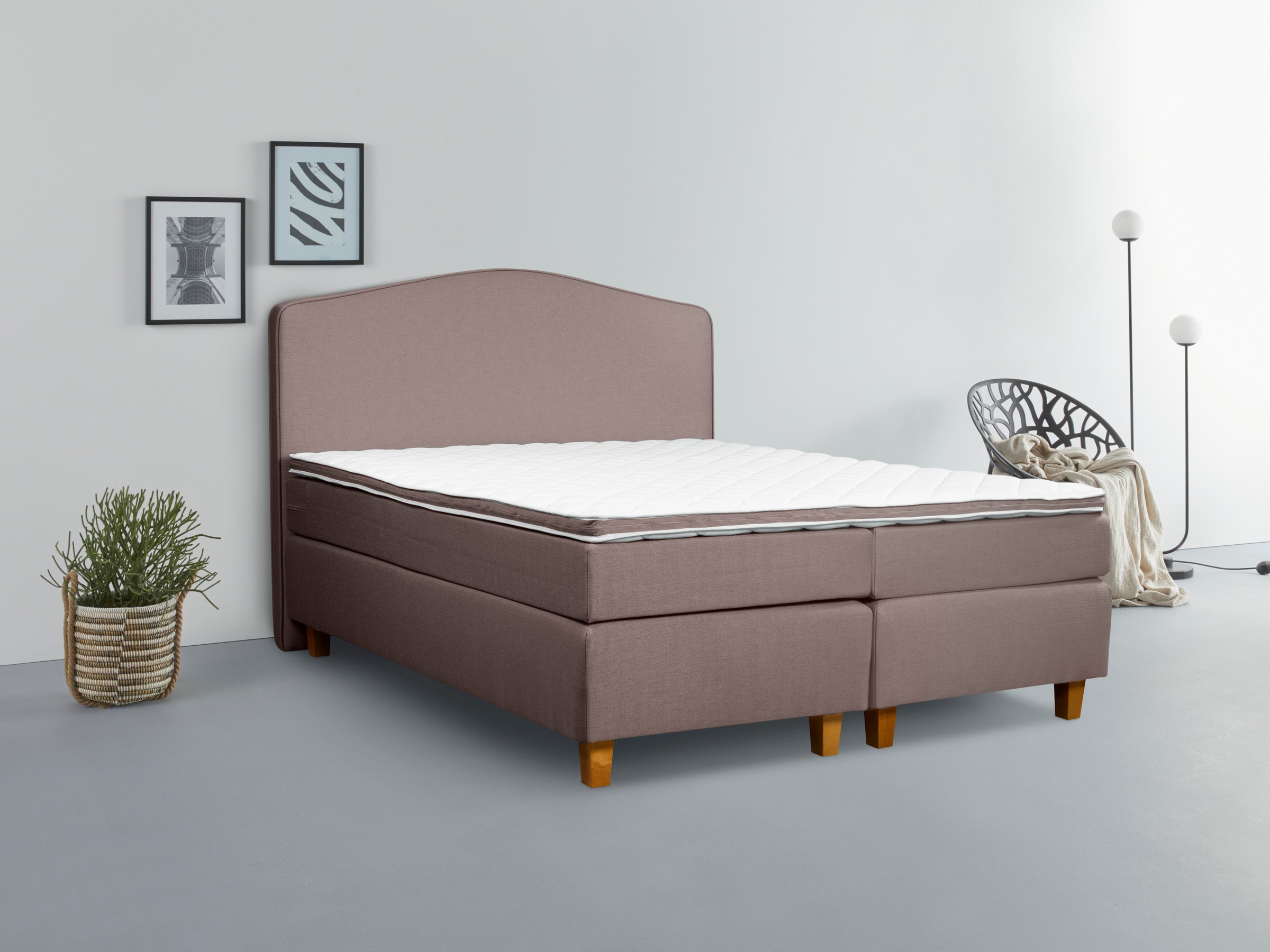 INOSIGN Boxspringbett "Jalma" Füße aus massiver Birke ; Inkl. Topper günstig online kaufen