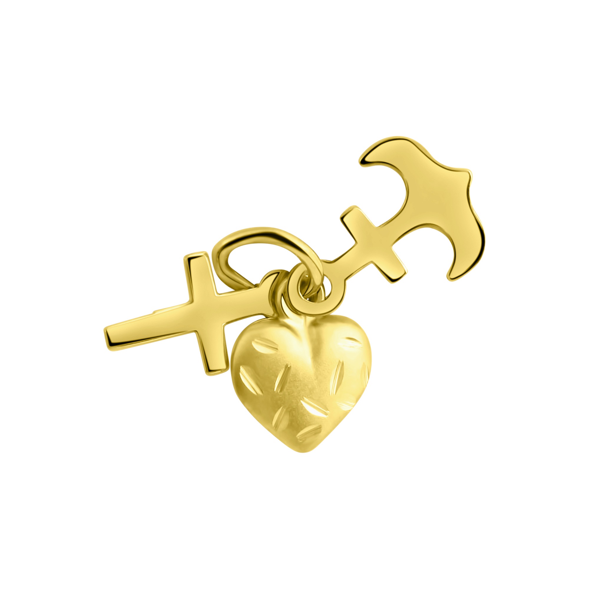 Damen Kettenanhänger "Gold 375 Motiv Glaube, Liebe, Hoffnung", one-size, Gold, 0,4 g, gelb, FASCINATION BY ELLEN K., Gold, Schmuckanhänger