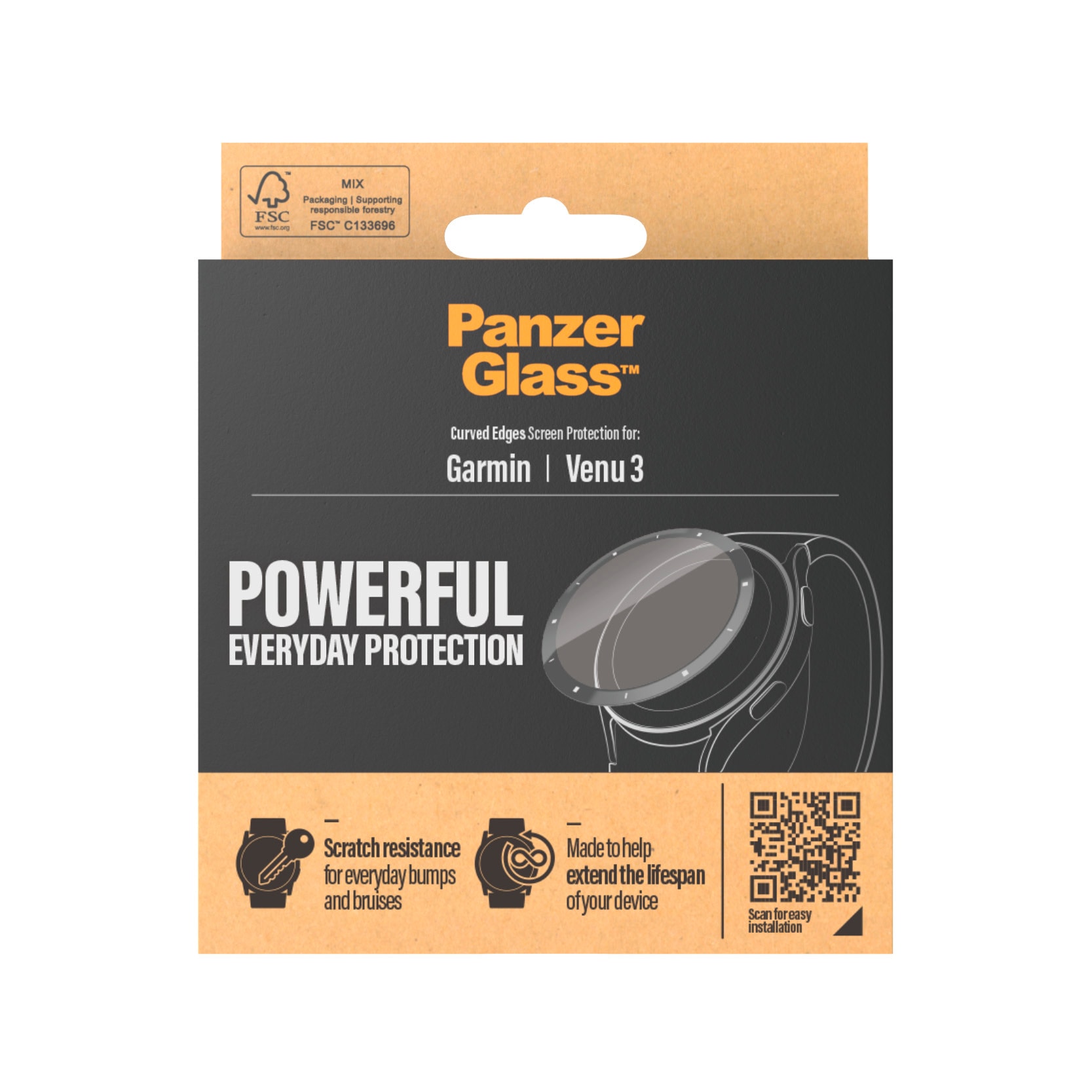 PanzerGlass Displayschutzglas »Curved Edges Screen Protector«, für Garmin Venu 3, Displayschutzfolie, Schutzfolie, Bildschirmschutz, kratz- & stoßfest