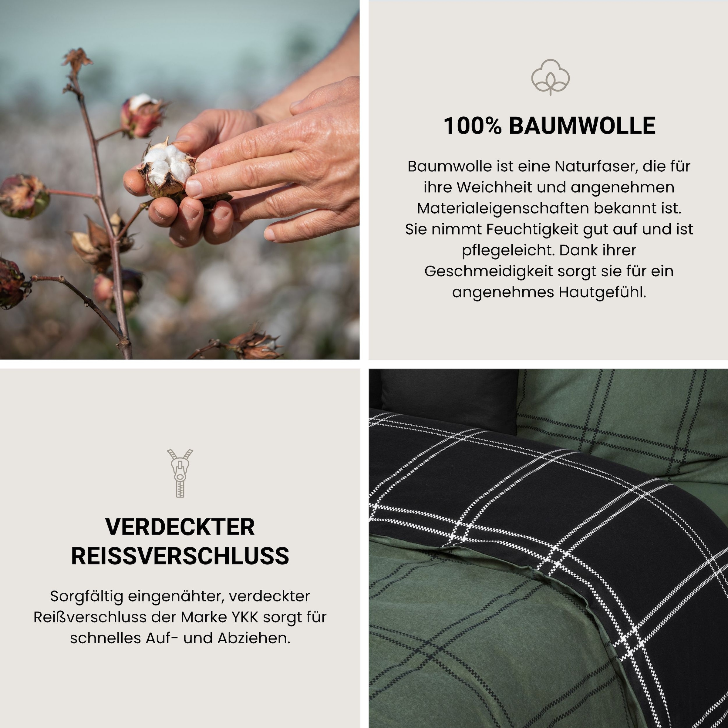 Schiesser Wendebettwäsche »Ellis aus weicher Baumwolle in klassischem Karo« 2 Stk. OEKO-TEX® MADE IN GREEN