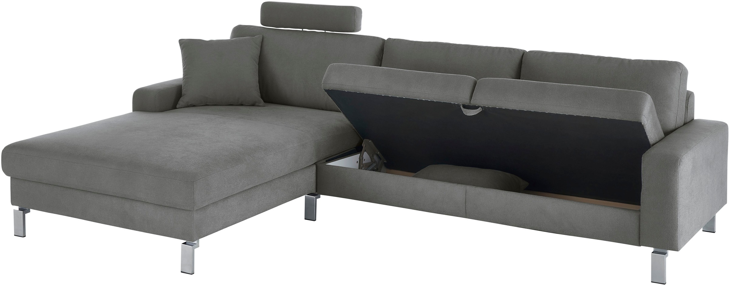 3C Candy Ecksofa »Lecce, wahlweise PUR-Schaumstoff oder Tonnentaschenfederkern«, Bett im 2,5-Sitzer, teilmotorische Schlaffunktion im Longchair, L-Form