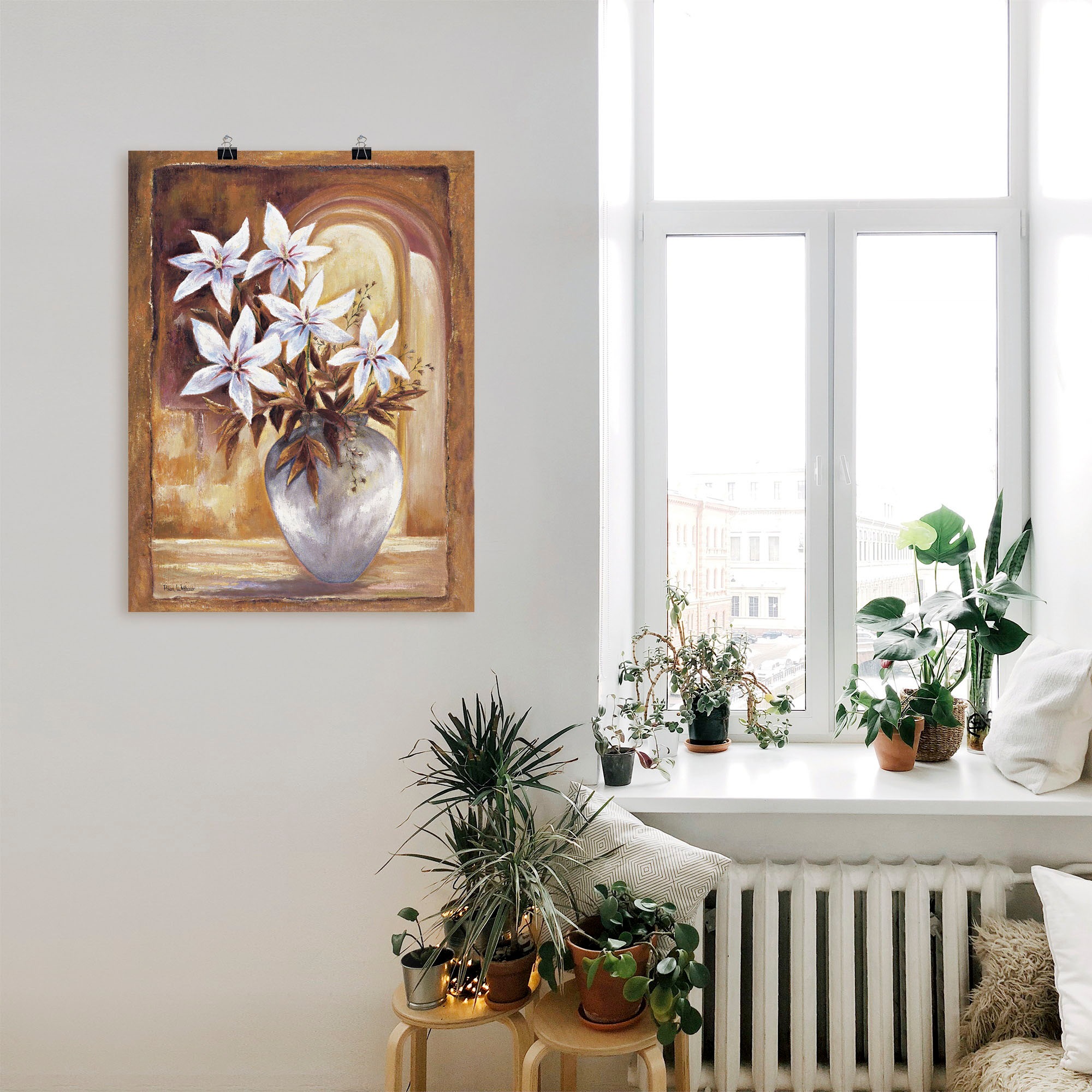 Artland Wandbild "Weiße Blumen in Vase II", Blumen, (1 St.), als Leinwandbi günstig online kaufen