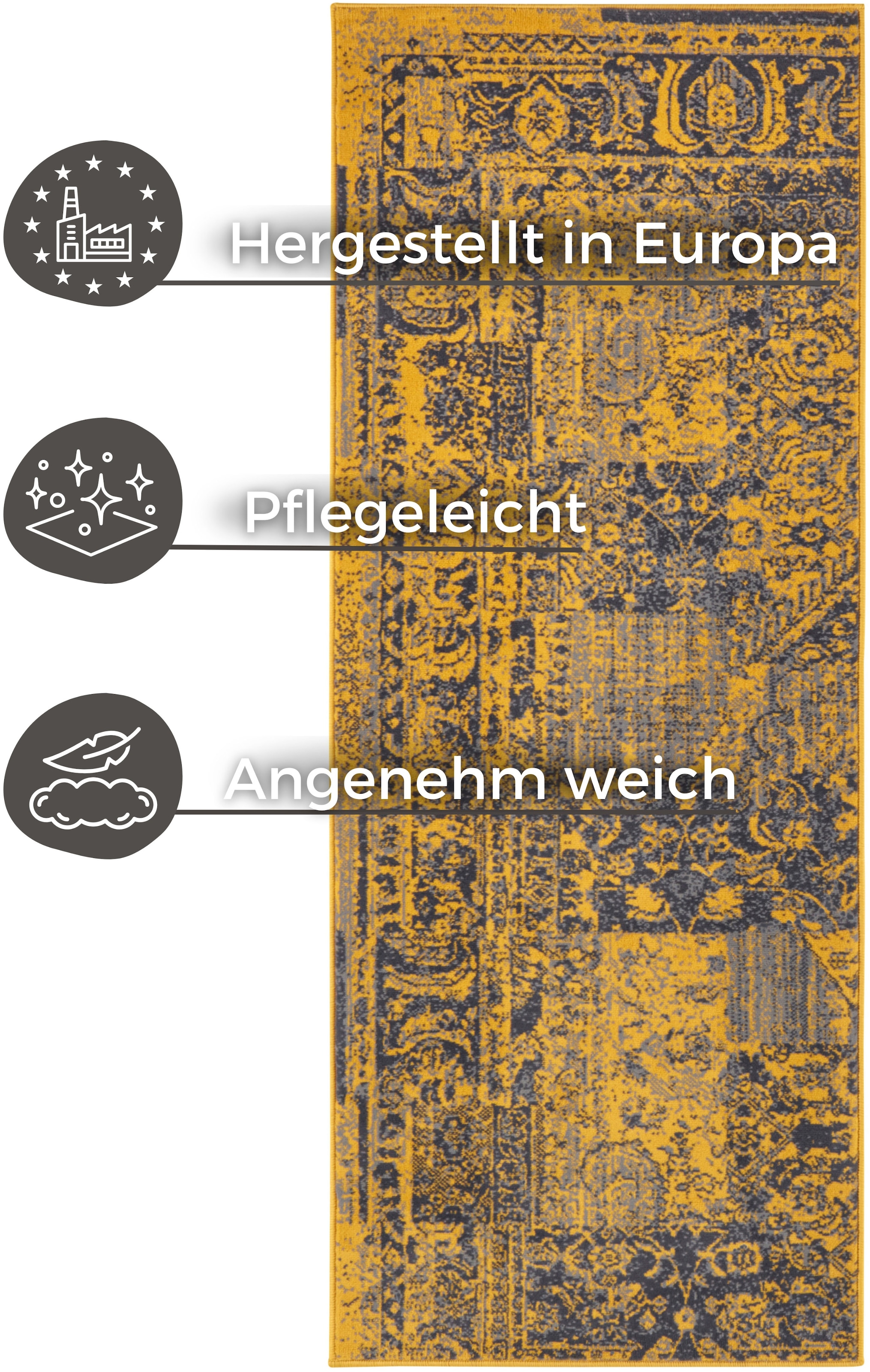 HANSE Home Läufer »Plume«, rechteckig, 9 mm Höhe, Kurzflor, Used-Look, Teppich, Vintage, Esszimmer, Wohnzimmer, Flur