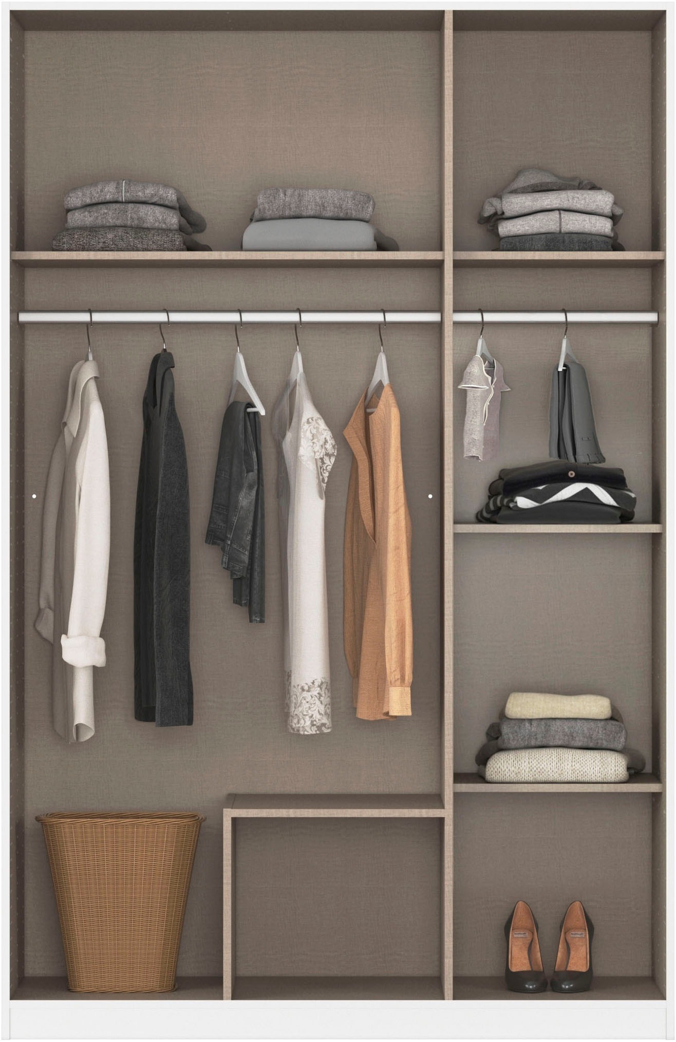 rauch Kleiderschrank »Kleiderschrank Schrank Garderobe Wäscheschrank Ankleide KREFELD« Breiten: 136/181 cm, Höhe: 199 cm,  farblich abgesetzte Spiegelumrandung, Griffstangen MADE IN GERMANY