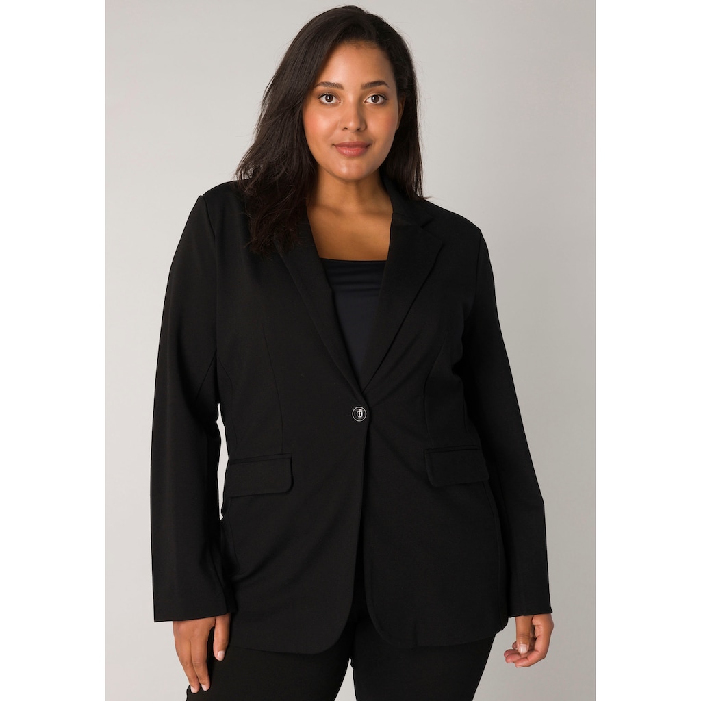 Base Level Curvy Jerseyblazer, mit Taschenklappen