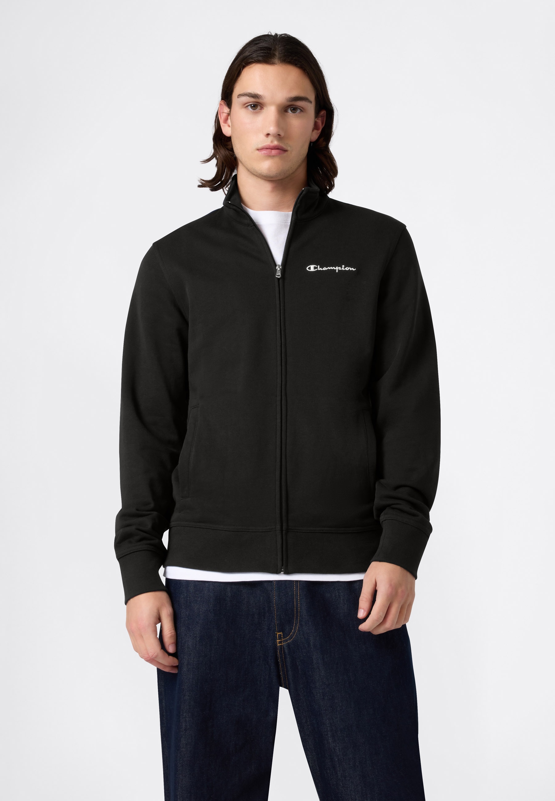 Champion Sweatjacke "ICONS CONTRAST Terry Full Zip Sweatshirt" mit Reißverschluss, aus Baumwolle und Polyester, Langarm-Design