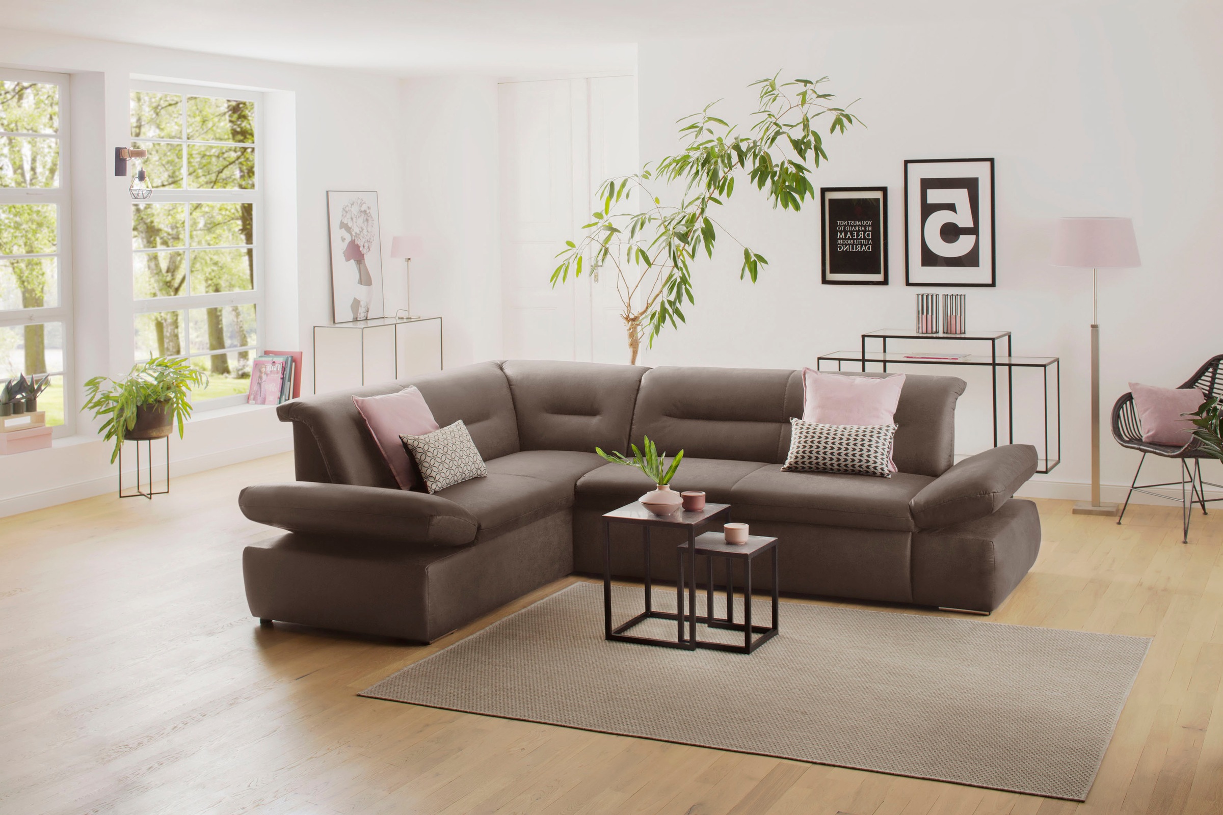 INOSIGN Ecksofa »Avesa L-Form«, Wahlweise mit Arm- und Bettfunktion, B/T/H: 275/211/80 cm