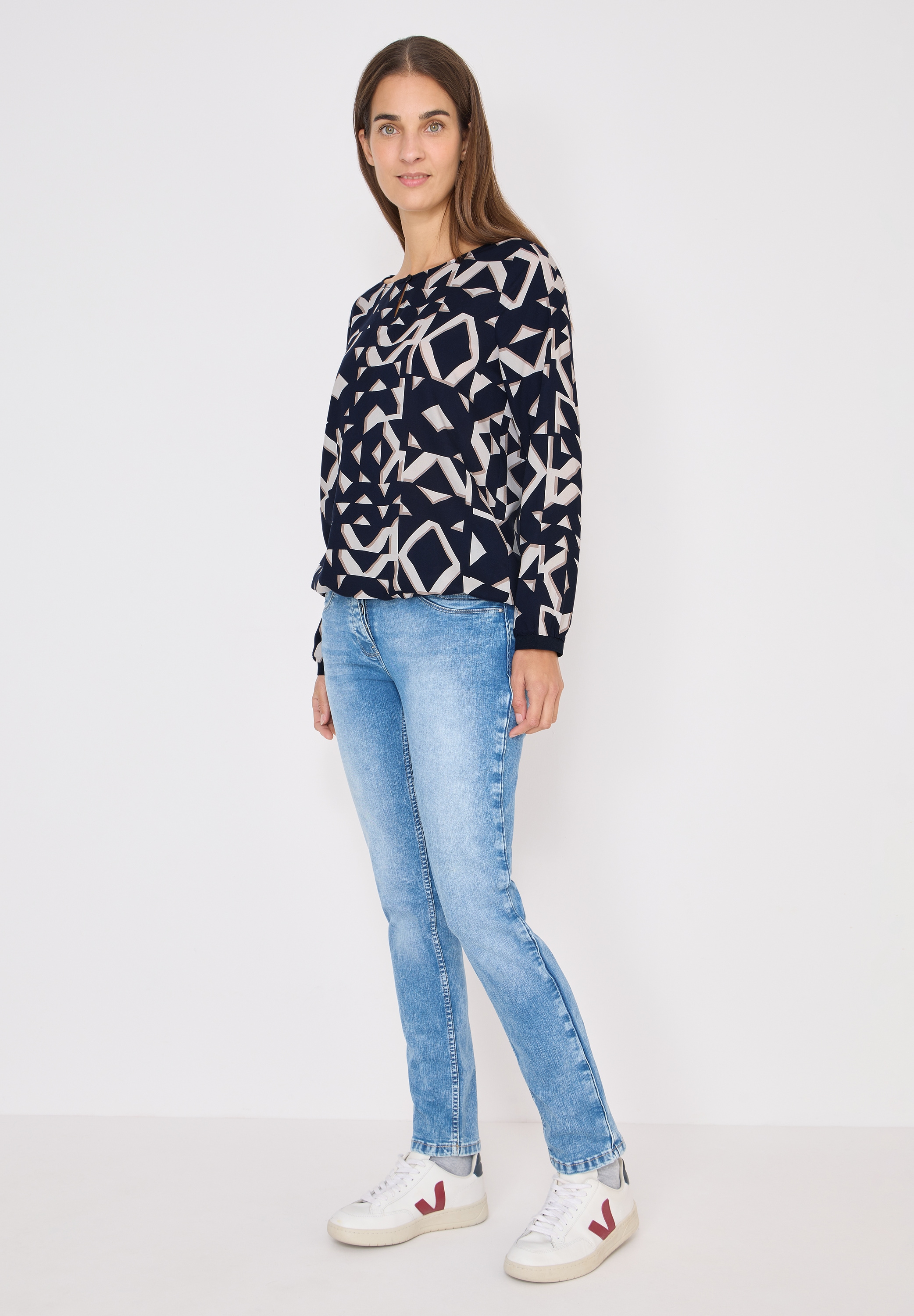 Cecil Langarmbluse mit Elastiksaum