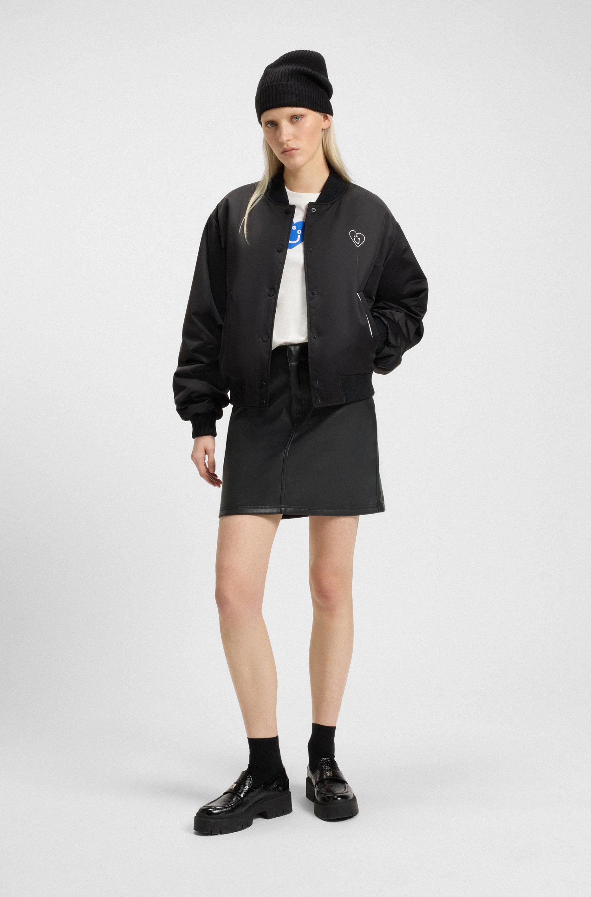 Thumbnail - HUGO Blue Minirock "Rihale" in Lederoptik, Slim Fit