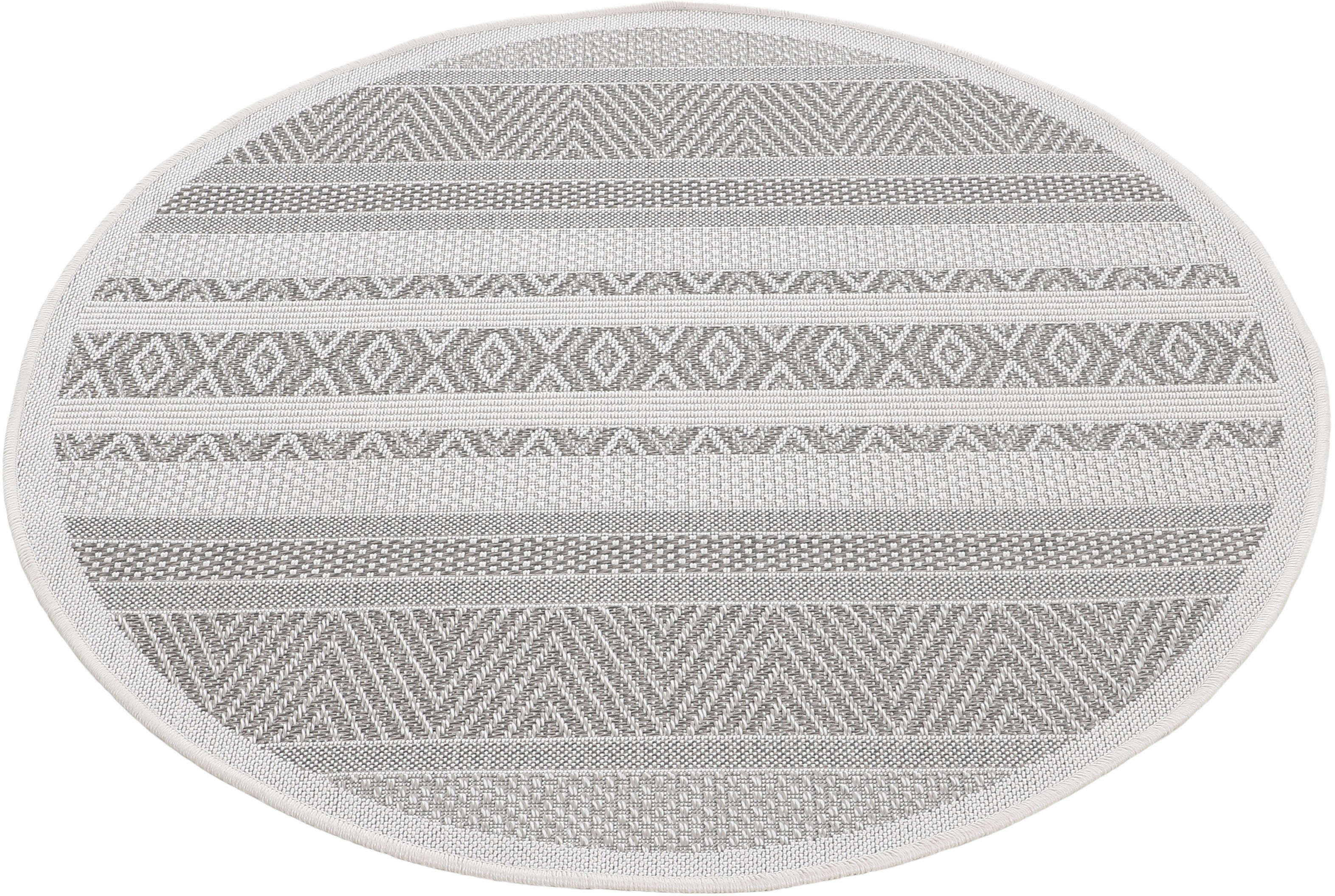 Thumbnail - carpetfine Teppich "Boho 101", rund, 4 mm Höhe, robustes Flachgewebe, Sisal Optik, UV-beständig, Außenbereich