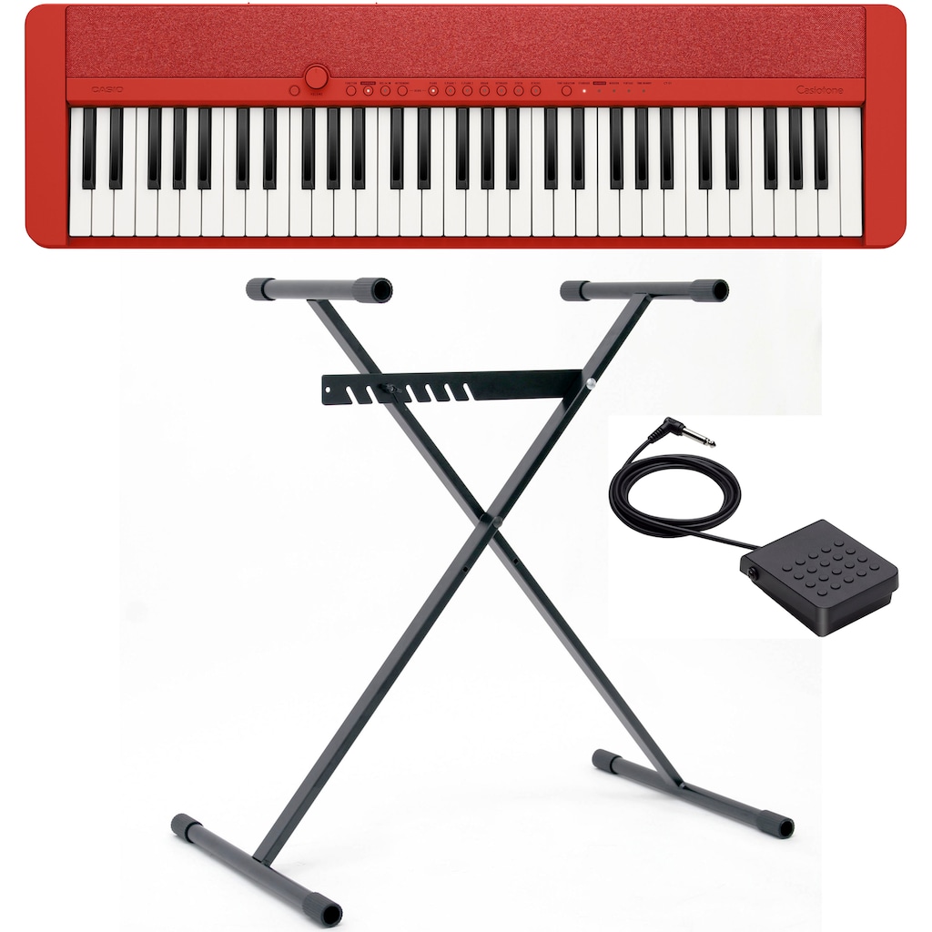 CASIO Home-Keyboard »Piano-Keyboard-Set CT-S1RDSET«, (Set, inkl. Keyboardständer, Sustainpedal und Netzteil)