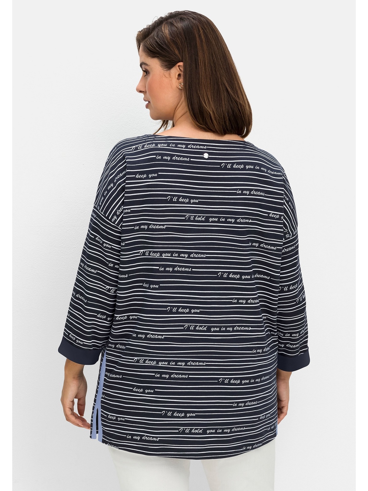 Sheego 3/4-Arm-Shirt »Große Größen«, mit Streifen und Wordingprint