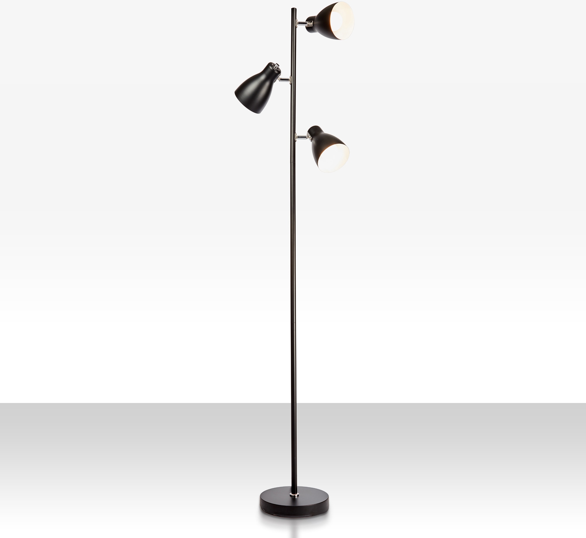 B.K.LICHT Stehlampe, 3, Ø 22cm H: 166,5cm, schwarz, Wohnzimmer, Leuchten, Stehleuchte, Metall, Deckenfluter, Leuchte, schwenkbar, E27, schwarz
