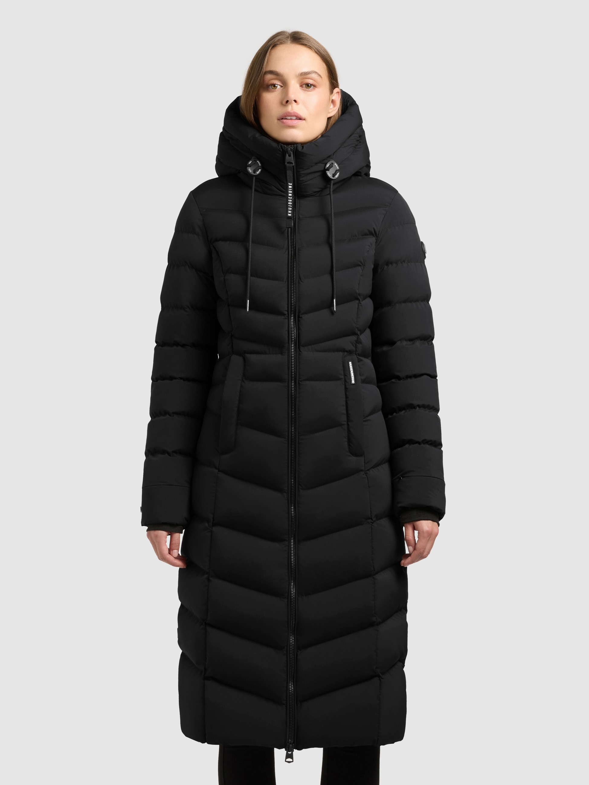 KHUJO Damen Steppmantel "INGRAM6", schwarz, Gr. XXL, unifarben, Web, 100% Polyester, Mäntel