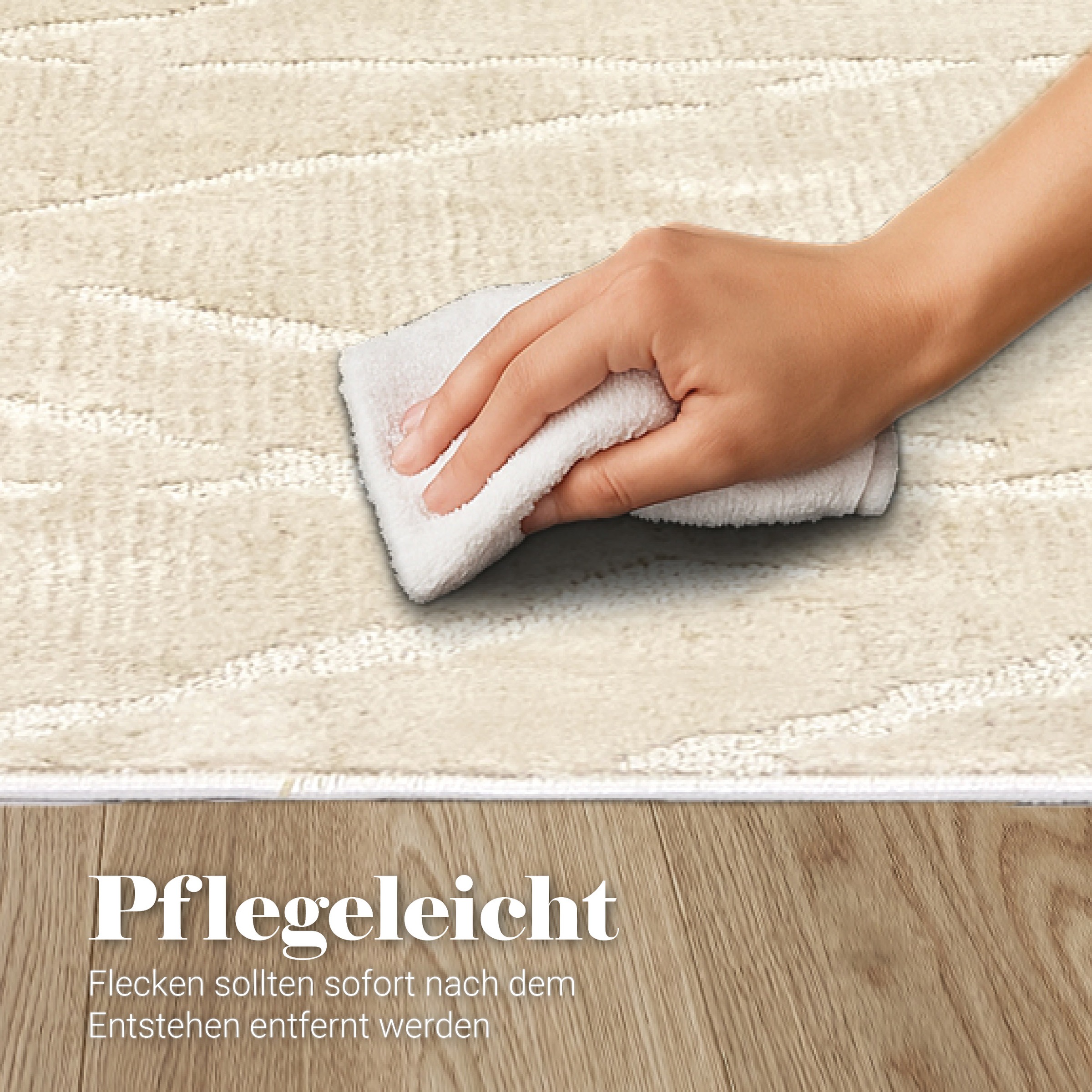 Teppich ASTRA "Lou 252", creme, B:160cm H:10mm L:230cm, Kunstfaser, Teppiche, Teppich, Hoch Tief Struktur, Kurzflor, Wohnzimmer, Schlafzimmer 2