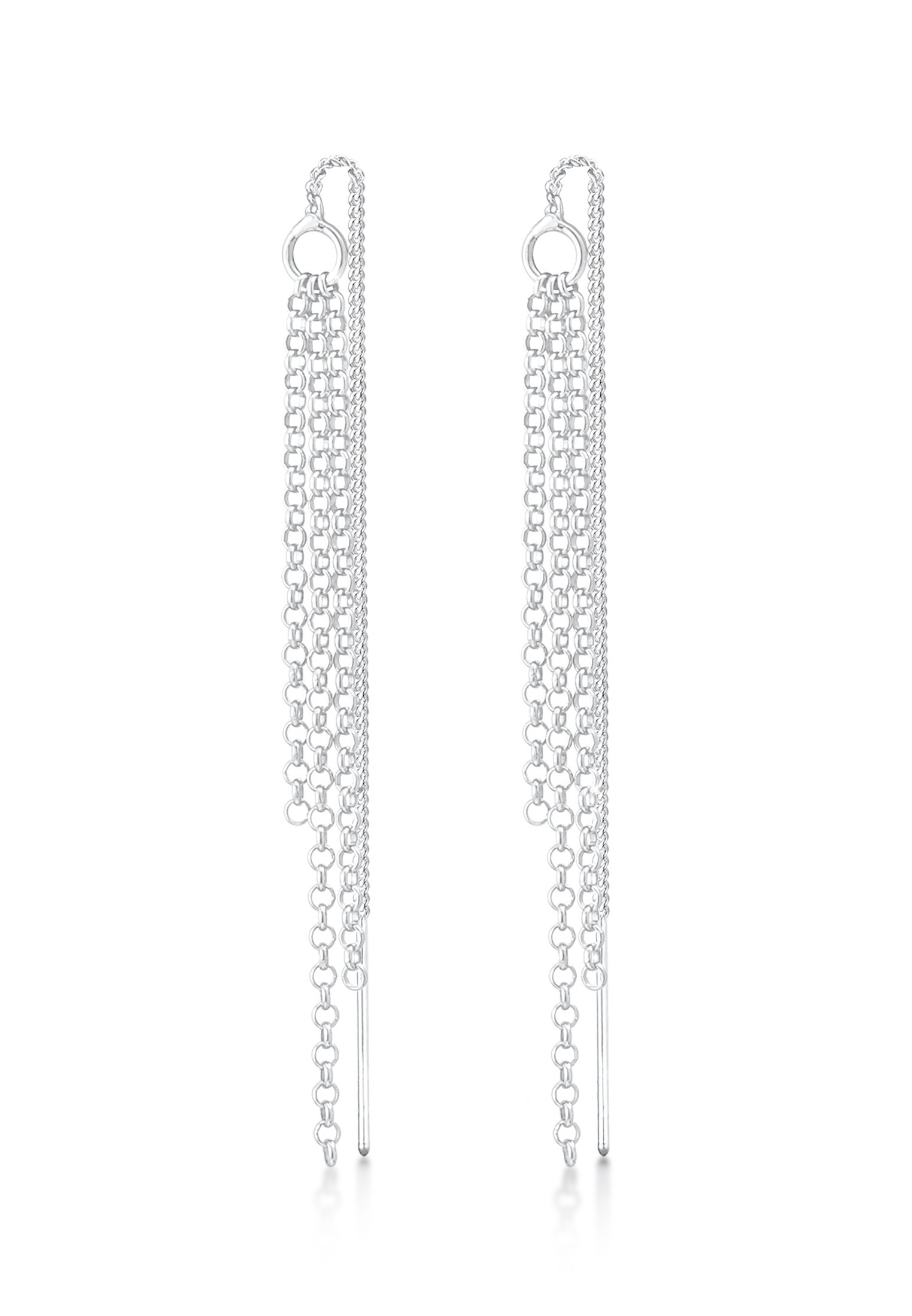 Paar Ohrhänger ELLI "Durchzieher Ketten Style Elegant 925 Silber", silber, Ohrringe, Damen, onesize, ohne Stein, Silber 925 (Sterlingsilber)